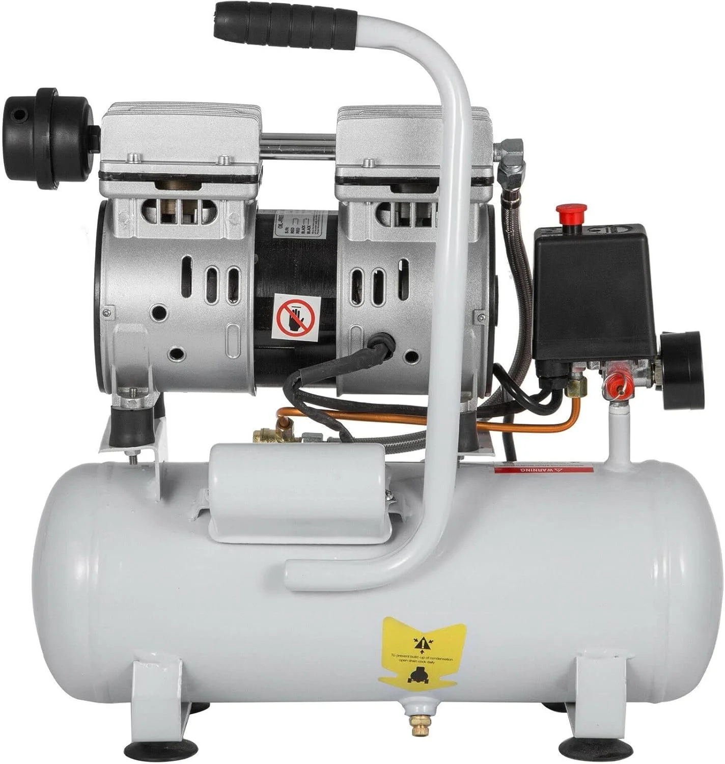 کمپرسور هوای سایلنت 9 لیتری REHOOF با موتور مسی خالص 550 وات، پمپ هوا بدون روغن برای تعمیرات خانگی و باد کردن تایر