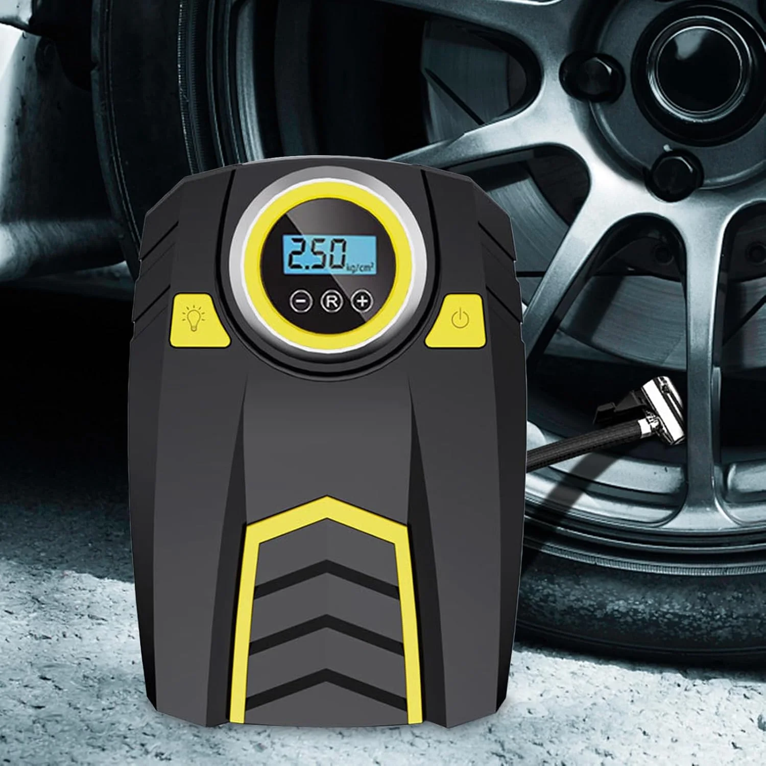 کمپرسور هوای قابل حمل، کمپرسور هوای چند منظوره قابل حمل، 3 حالت روشنایی، لوازم جانبی چند منظوره جمع و جور برای ورزش، موتورسیکلت، توپ، خانه، خانواده