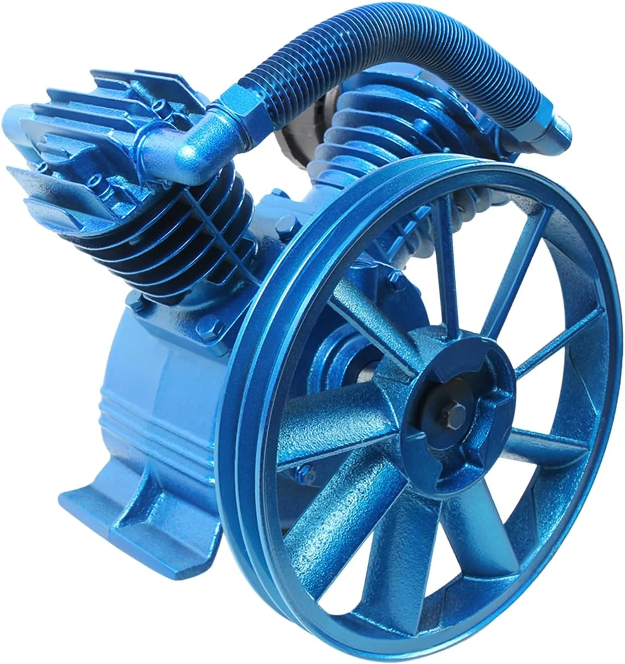 سر پمپ کمپرسور هوا 5.5 اسب بخار، 175PSI، سر پمپ کمپرسور هوا دو سیلندر V شکل، کمپرسور اگزوز دو مرحله ای قابل حمل برای کارخانه ها و تعمیر خودرو (فقط فلایویل)