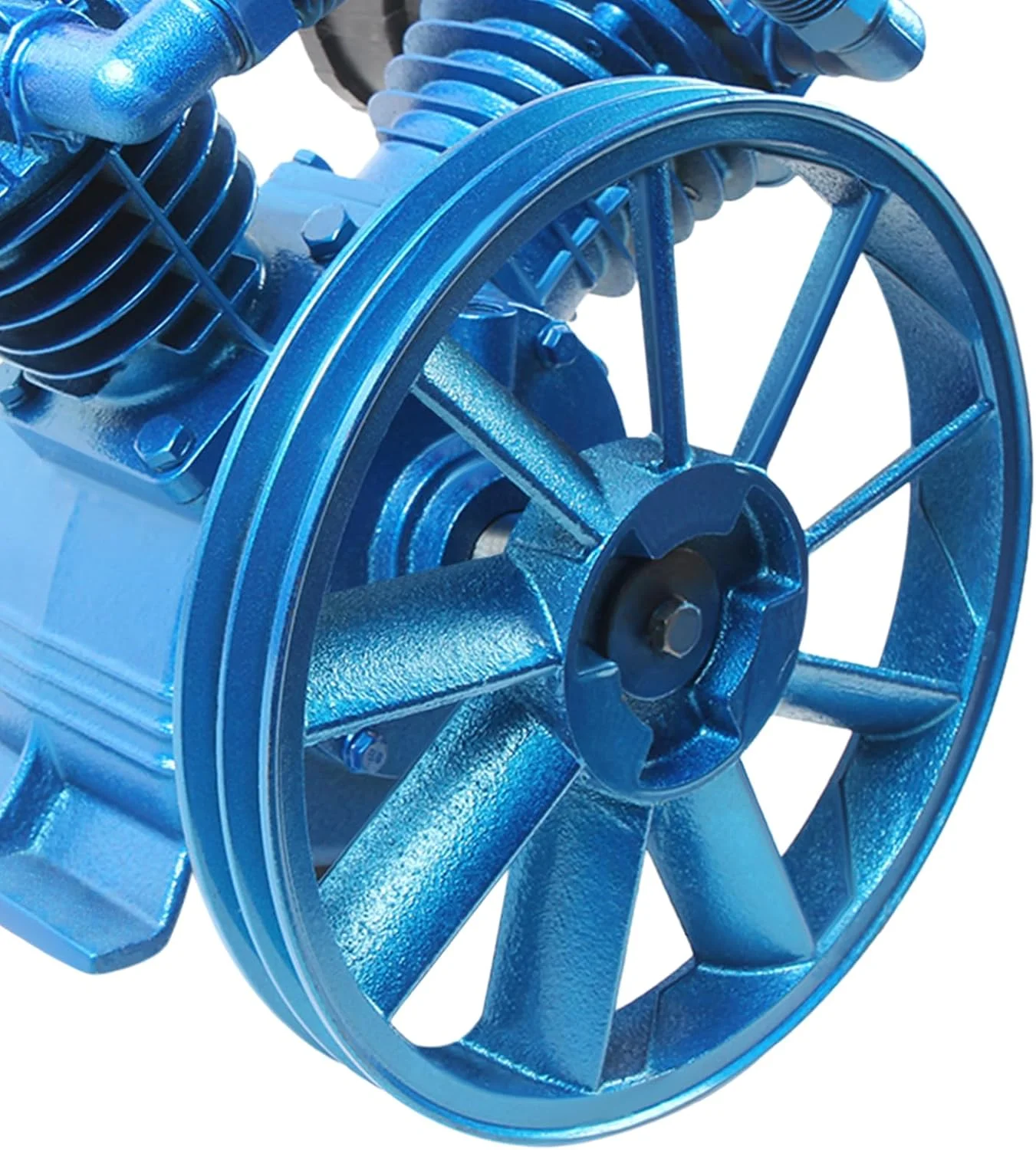 سر پمپ کمپرسور هوا 5.5 اسب بخار، 175PSI، سر پمپ کمپرسور هوا دو سیلندر V شکل، کمپرسور اگزوز دو مرحله ای قابل حمل برای کارخانه ها و تعمیر خودرو (فقط فلایویل)