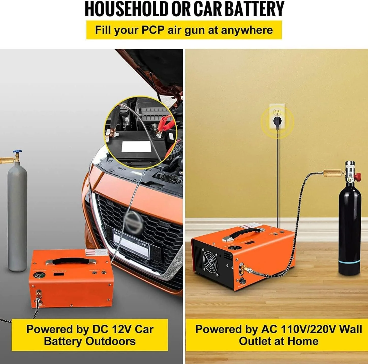 کمپرسور هوای PCP با فشار 4500psi، پمپ کمپرسور فشار قوی قابل حمل 300 بار، تفنگ بادی پنوماتیک با ترانسفورماتور، دارای فیلتر جداکننده آب و روغن داخلی