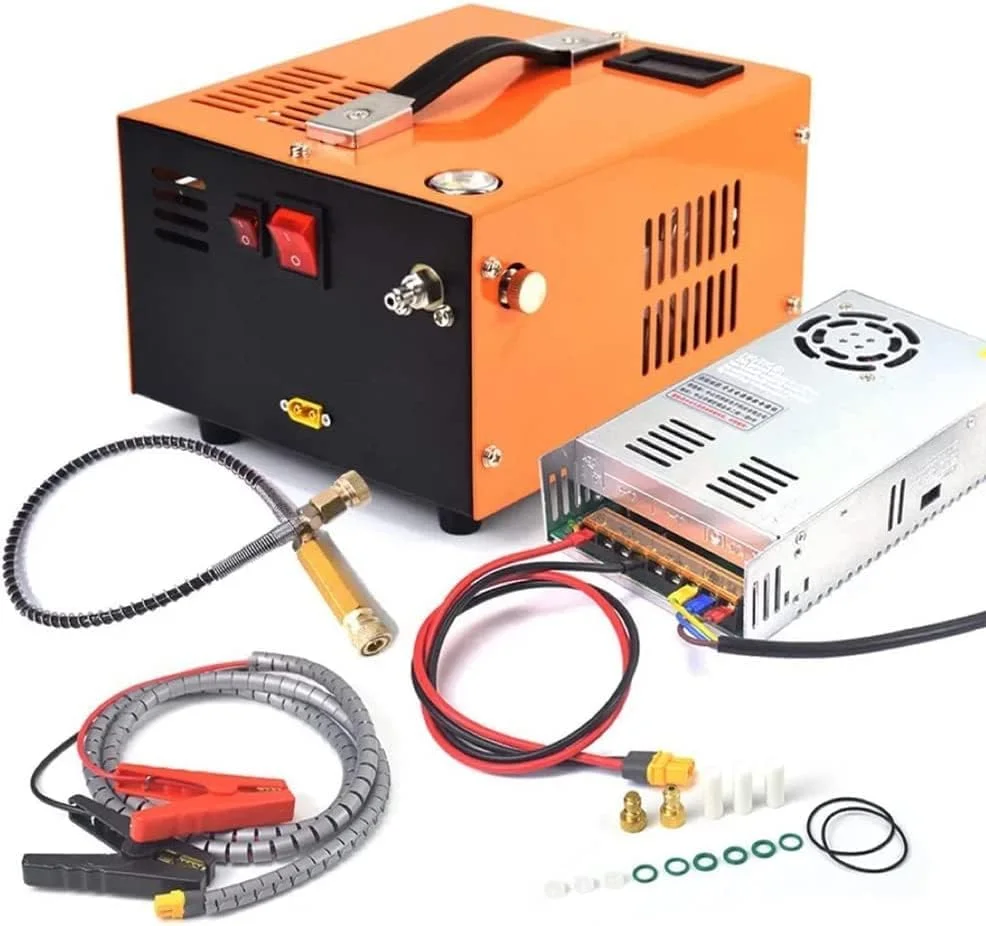 کمپرسور هوای PCP سونلد با فیلتر جداکننده آب و روغن داخلی، کمپرسور قابل حمل 1.5 لیتری برای تفنگ بادی پنوماتیک، تغذیه شده توسط خودرو 12 ولت یا برق خانگی 110 ولت AC، پمپ فشار قوی با ترانسفورماتور