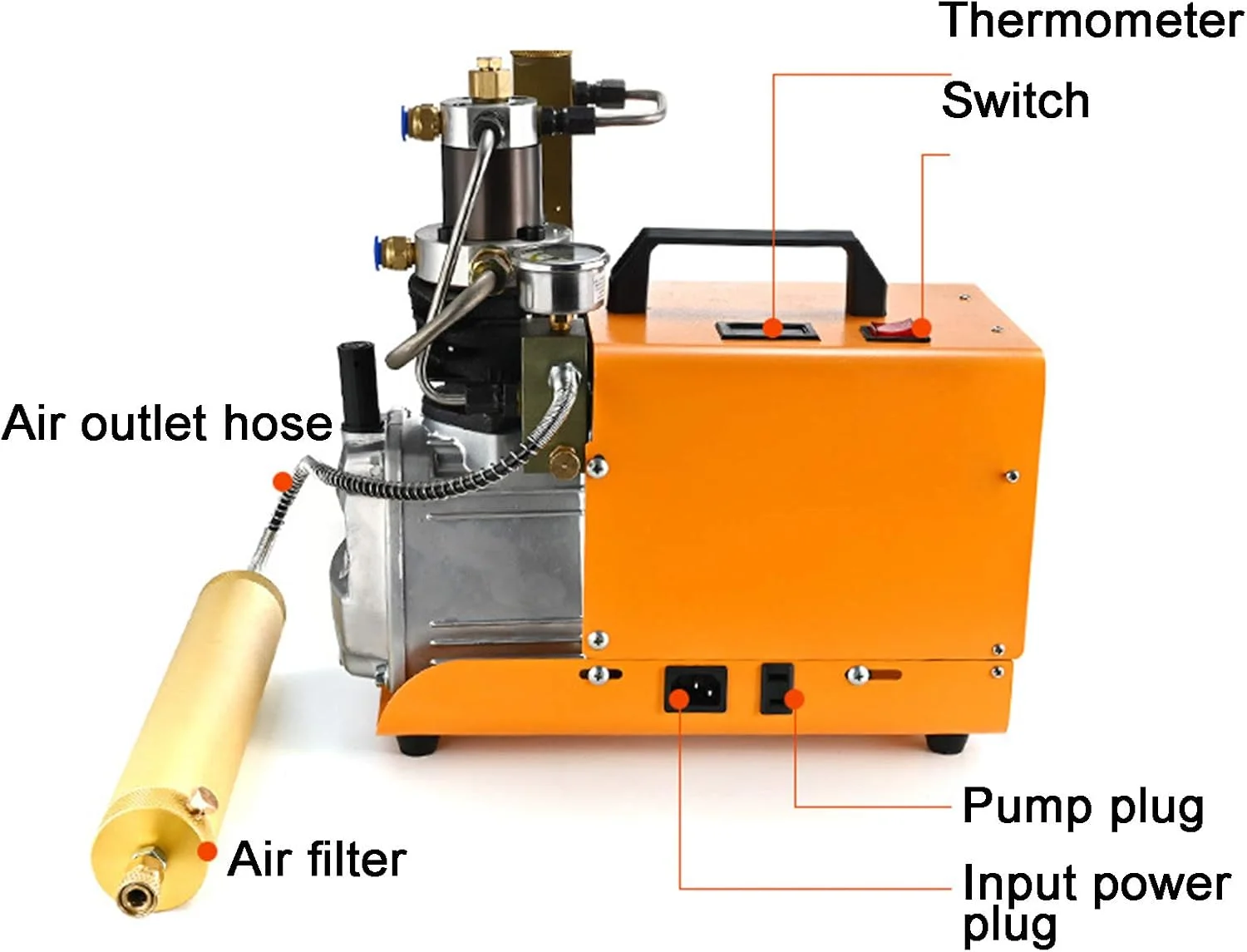 پمپ هوای برقی فشار قوی برای غواصی PCP، کمپرسور هوا 30MPA 4500PSI، کمپرسور هوا 1.8 کیلووات برای بطری های بادی، تفنگ بادی، تفنگ غواصی Leunlee