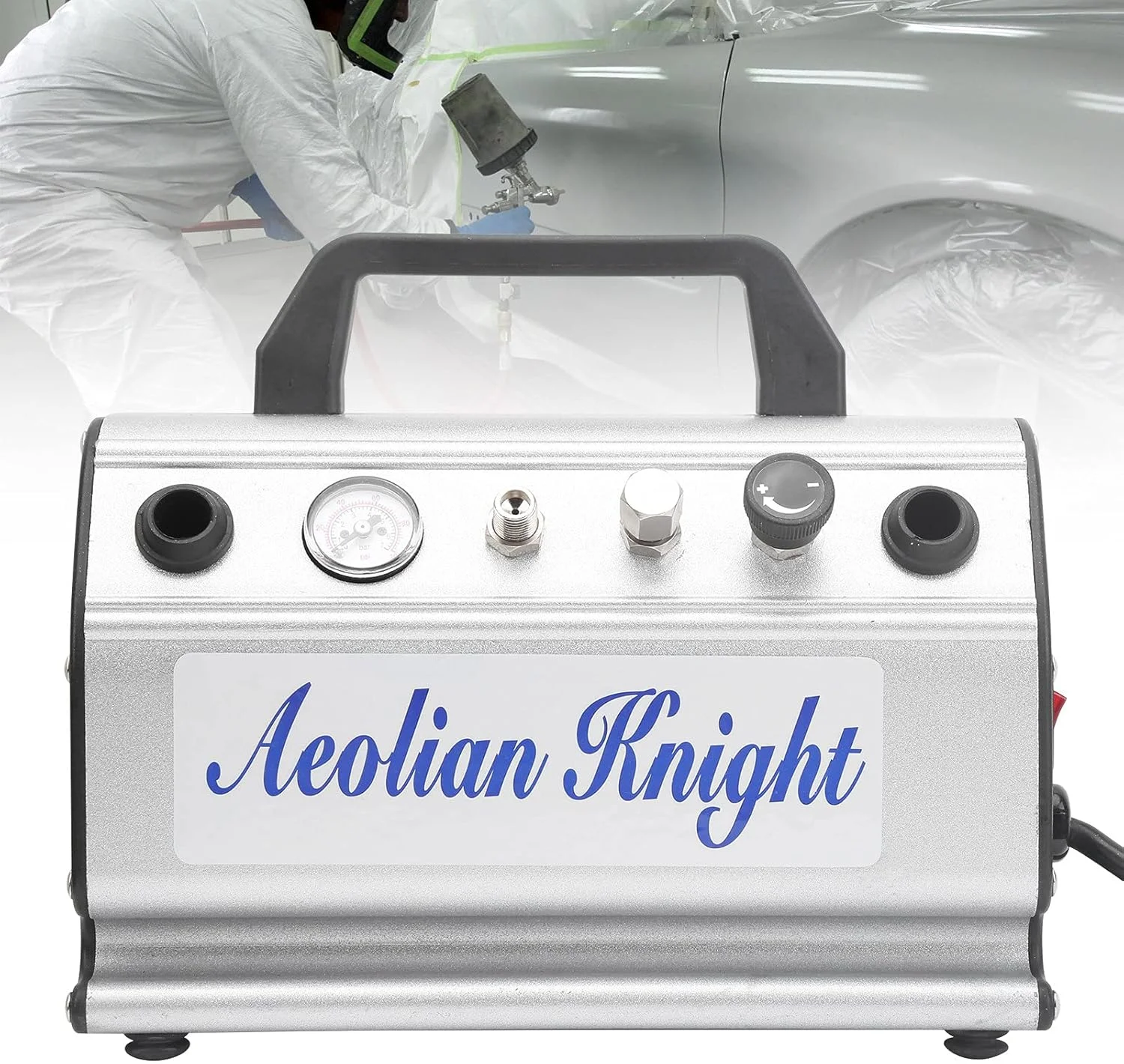 کمپرسور هوا 148 واتی، کمپرسور هوای قابل حمل 2 سیلندر با جابجایی بزرگ برای چاپ هنری 0.3 لیتری (دوشاخه بریتانیا)