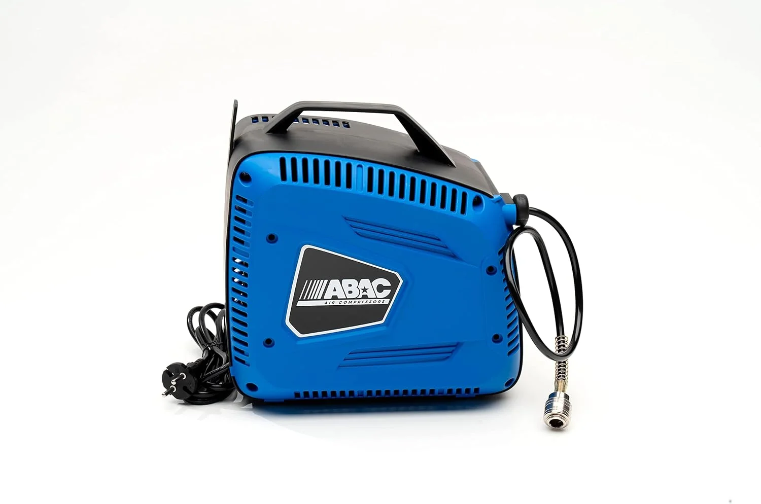 کمپرسور هوای قابل حمل ABAC Handy، کمپرسور هوای بدون روغن، دارای تفنگ باد، حداکثر فشار 8 بار، قدرت 1.5 اسب بخار، بدون مخزن، سطح نویز 97 دسی بل (A)