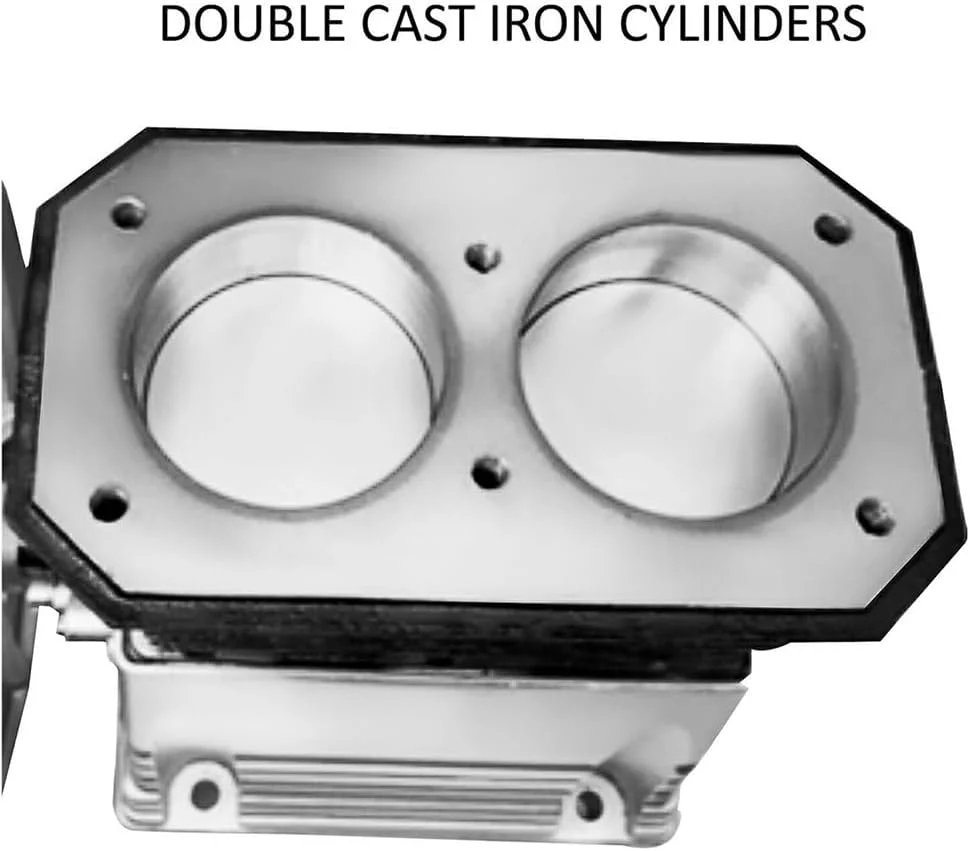 سر کمپرسور هوا پیستونی دو سیلندر تک مرحله ای 2.2 کیلووات 375 لیتر در دقیقه 12CFM 11 بار 159.5PSI 1300 دور در دقیقه برای صنایع شیمیایی و نساجی، پمپ کمپرسور هوا تک مرحله ای