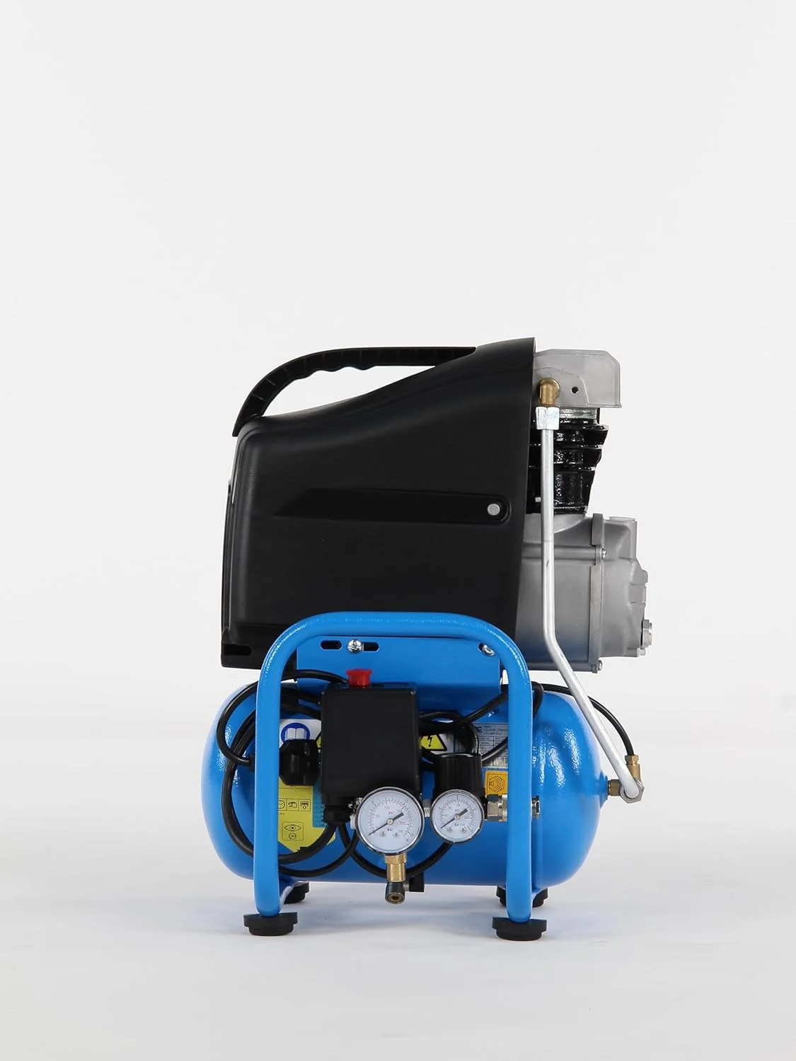 کمپرسور ABAC مدل LT 6 HP2 CL1 START L20 - 2 اسب بخار، مخزن 6 لیتری، با سوخت گازی، آبی، کمپرسور هوا با دسته حمل و تنظیم کننده فشار