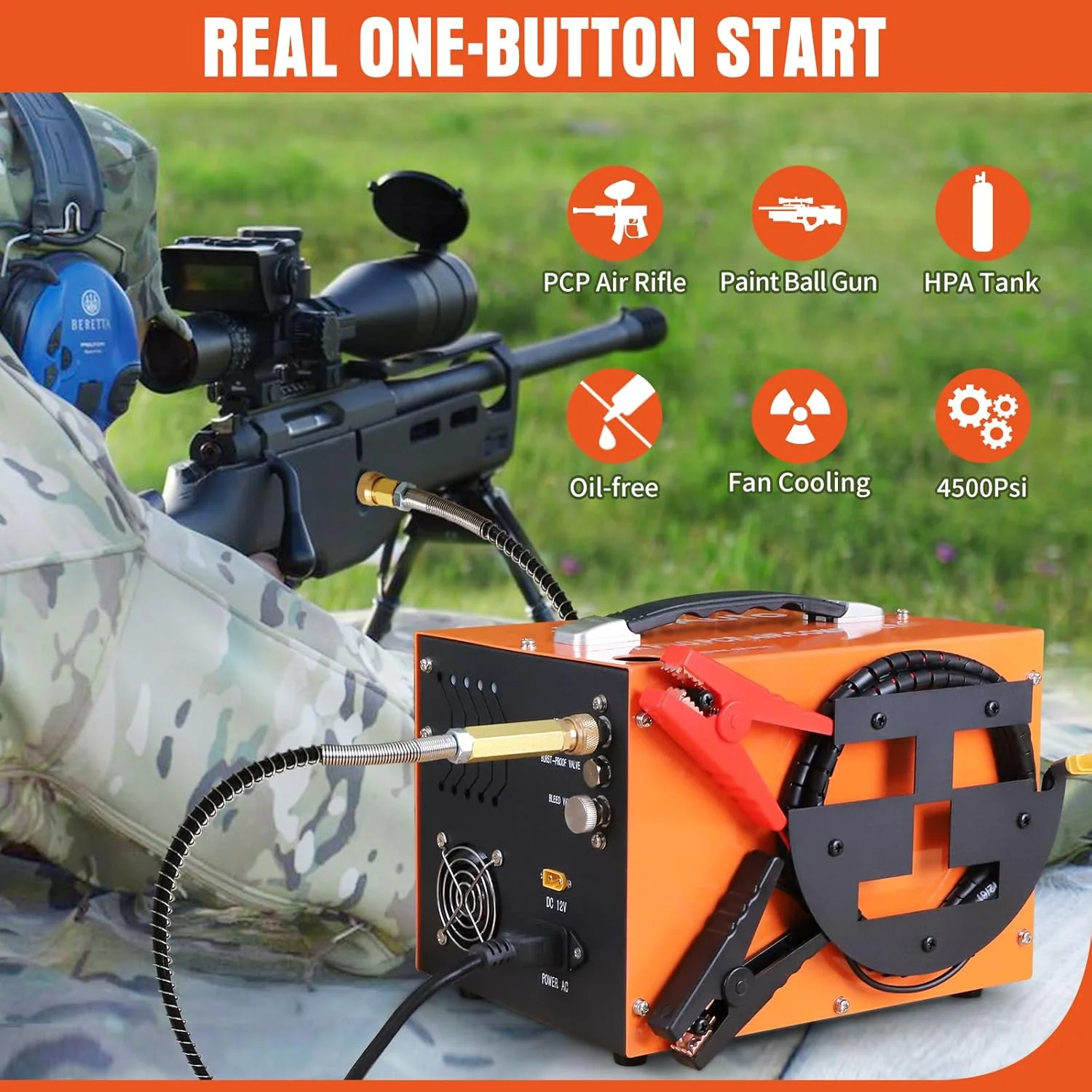 کمپرسور هوای PCP مدل TOAUTO A1X-PRO، فشار 4500Psi 30Mpa، طراحی قابل حمل با قرقره سیم، مبدل داخلی، بدون آب/روغن، شروع با یک دکمه، دیسک ترکیدگی، با برق 110 ولت AC یا باتری 12 ولت خودرو (نسخه توقف دستی) کمپرسور هوای PCP مدل TOAUTO A1X-PRO، فشار 4500Psi 30Mpa، طراحی قابل حمل با قرقره سیم، مبدل داخلی، بدون آب/روغن، شروع با یک دکمه، دیسک ترکیدگی، با برق 110 ولت AC یا باتری 12 ولت خودرو (نسخه توقف دستی)