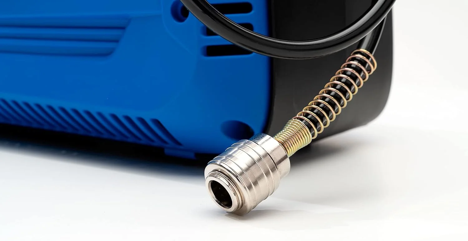 کمپرسور هوای قابل حمل ABAC Handy، کمپرسور هوای بدون روغن، دارای تفنگ باد، حداکثر فشار 8 بار، قدرت 1.5 اسب بخار، بدون مخزن، سطح نویز 97 دسی بل (A)