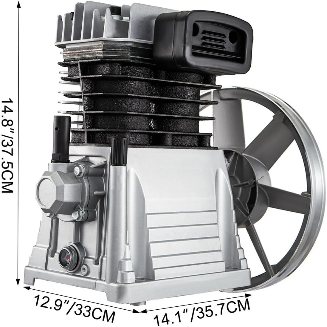 سر کمپرسور هوا پیستونی دو سیلندر تک مرحله ای 2.2 کیلووات 375 لیتر در دقیقه 12CFM 11 بار 159.5PSI 1300 دور در دقیقه برای صنایع شیمیایی و نساجی، پمپ کمپرسور هوا تک مرحله ای