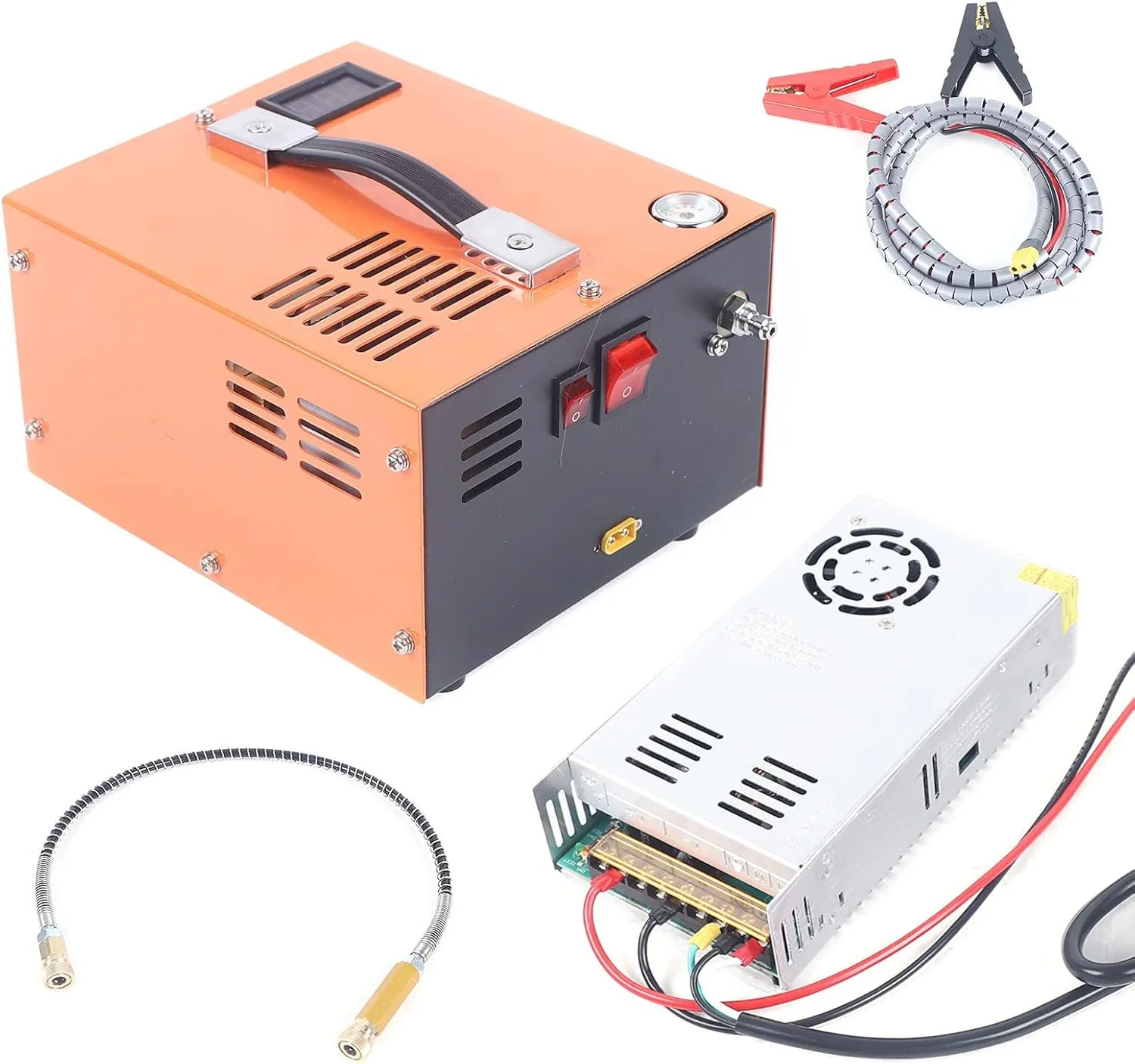 پمپ فشار قوی تفنگ بادی ترانسفورماتور 4500psi 12V کمپرسور هوای فشار قوی داخلی ترانسفورماتور قابل حمل خنک کننده فن پمپ فشار قوی