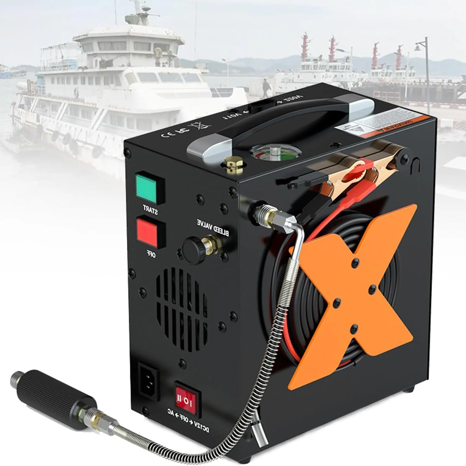 کمپرسور هوای PCP، توقف خودکار، بدون روغن، با برق 12 ولت DC خودرو یا 220 ولت - 240 ولت AC خانگی، پمپ کمپرسور تانک پینت بال/غواصی، تنظیم فشار و خاموشی خودکار