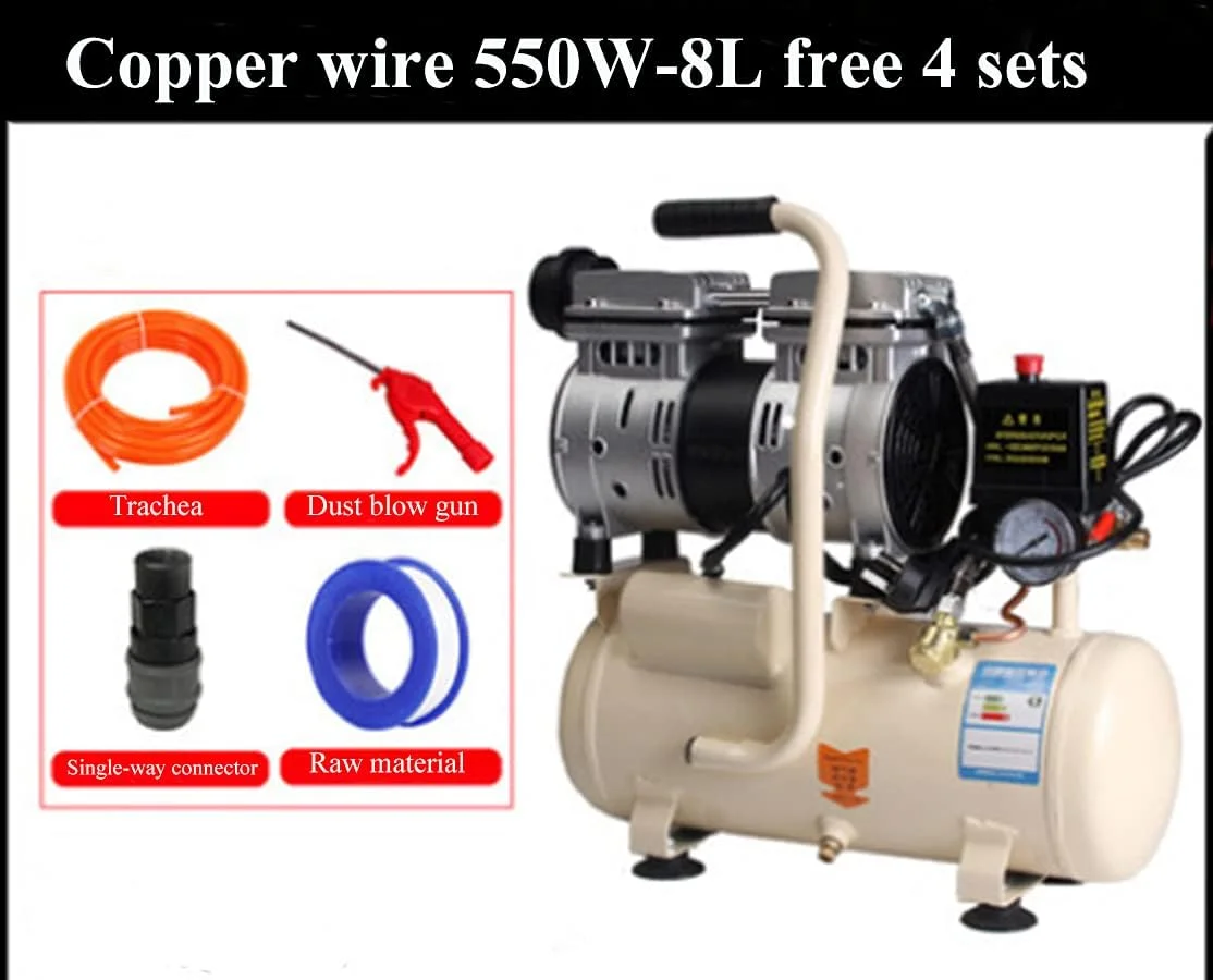 کمپرسور هوا بی صدا WWART، پمپ هوا کوچک 220 ولت، پمپ هوای فشار قوی برای نقاشی، دندانپزشکی، شستشوی خودرو