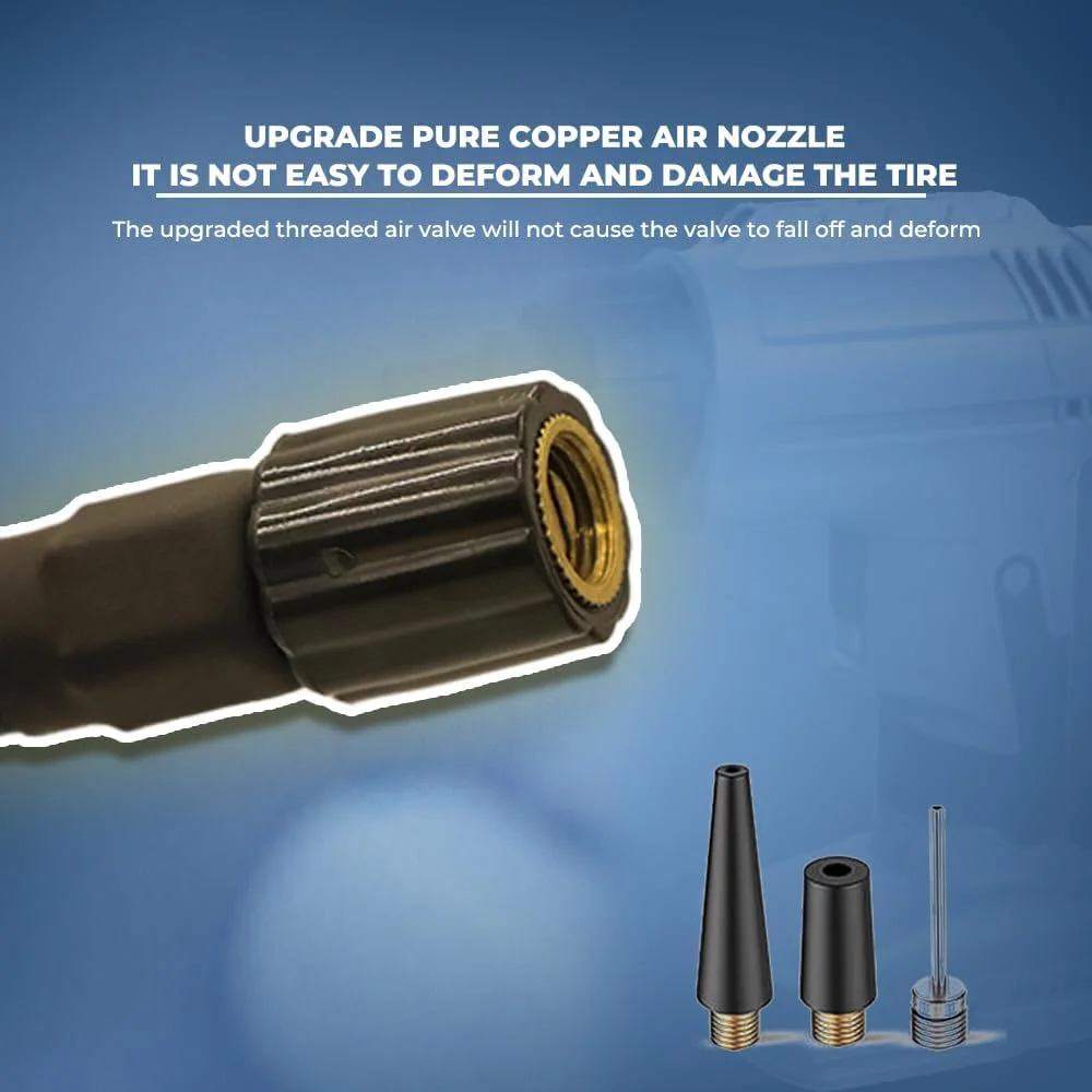 کمپرسور باد تایر برقی بی سیم توبی با توان 120 وات و جریان فشار 25 لیتر در دقیقه