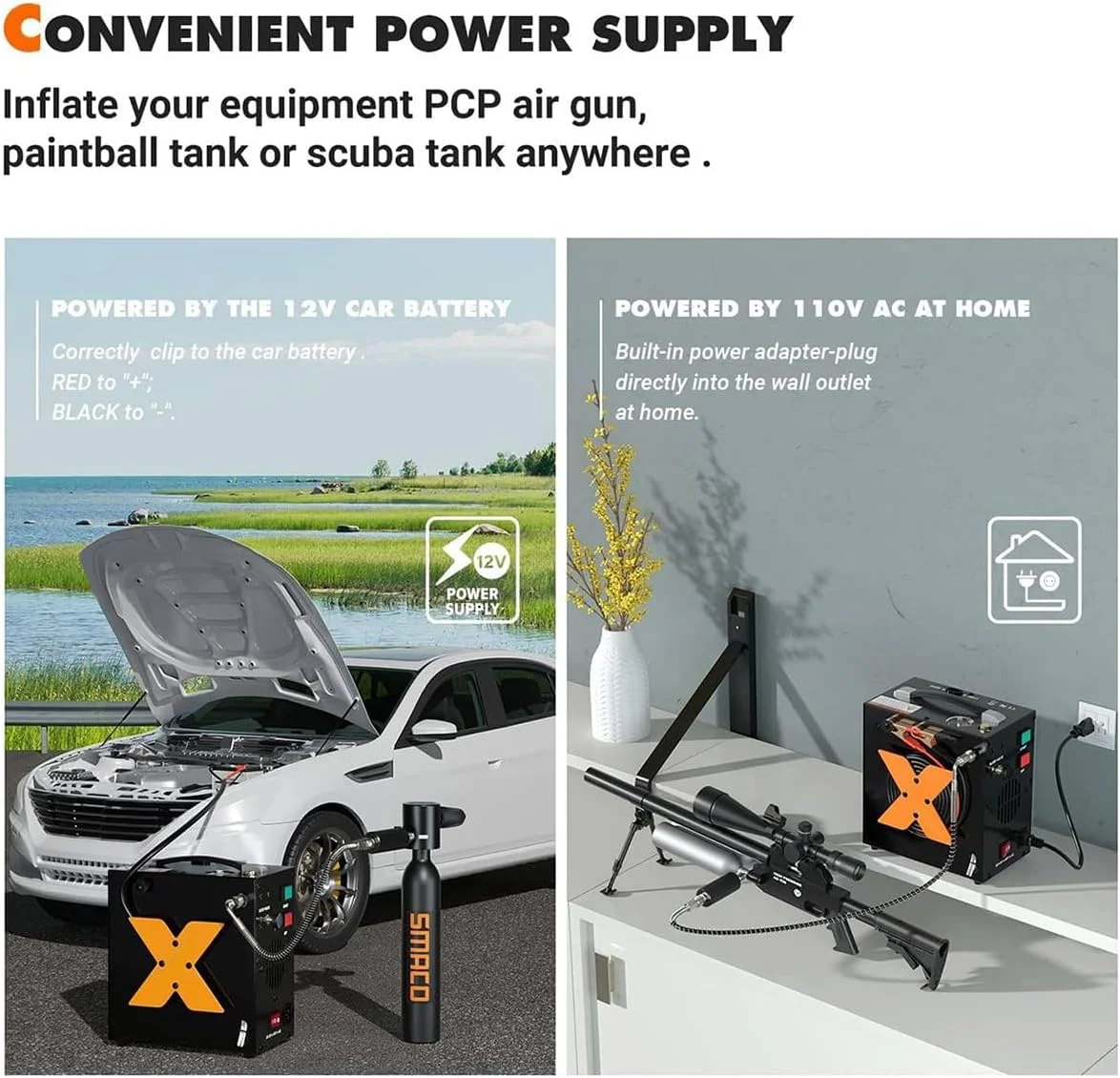 کمپرسور هوای PCP، توقف خودکار، بدون روغن، با برق 12 ولت DC خودرو یا 220 ولت - 240 ولت AC خانگی، پمپ کمپرسور تانک پینت بال/غواصی، تنظیم فشار و خاموشی خودکار کمپرسور هوای PCP، توقف خودکار، بدون روغن، با برق 12 ولت DC خودرو یا 220 ولت - 240 ولت AC خانگی، پمپ کمپرسور تانک پینت بال/غواصی، تنظیم فشار و خاموشی خودکار