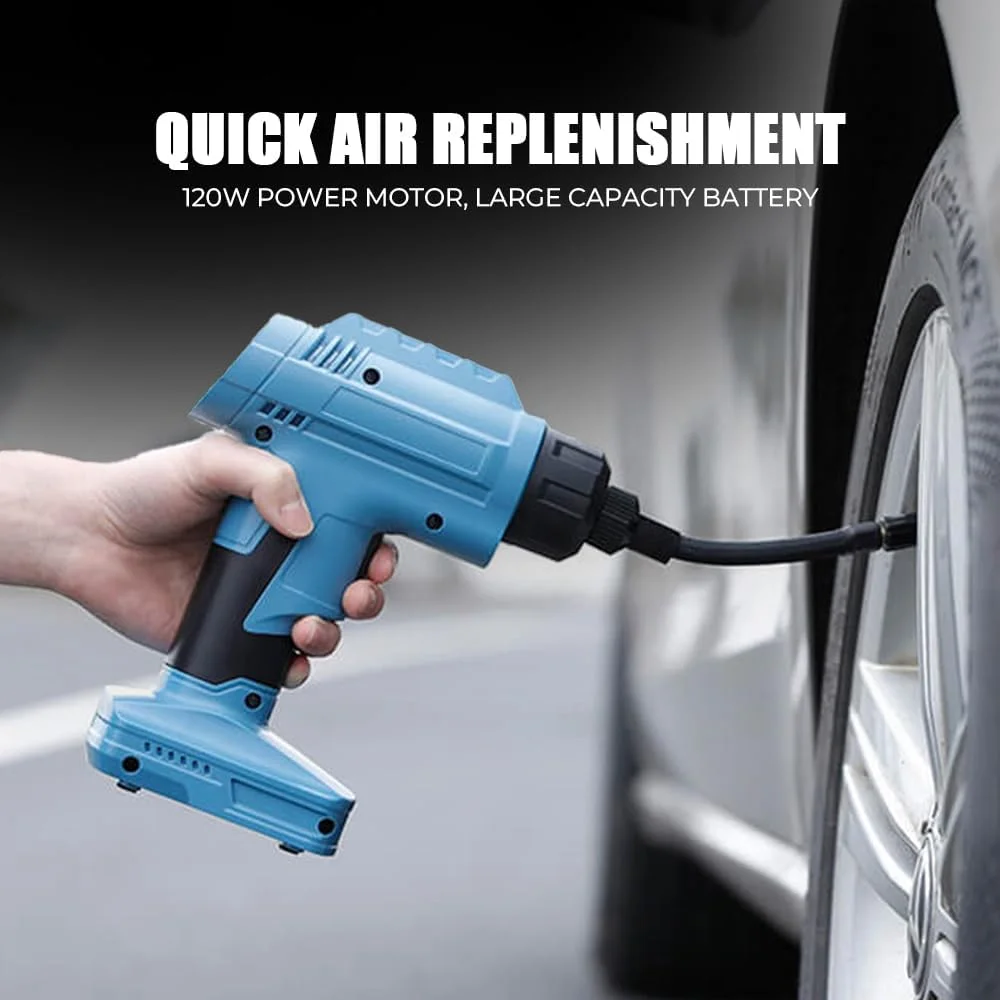 کمپرسور باد تایر برقی بی سیم توبی با توان 120 وات و جریان فشار 25 لیتر در دقیقه