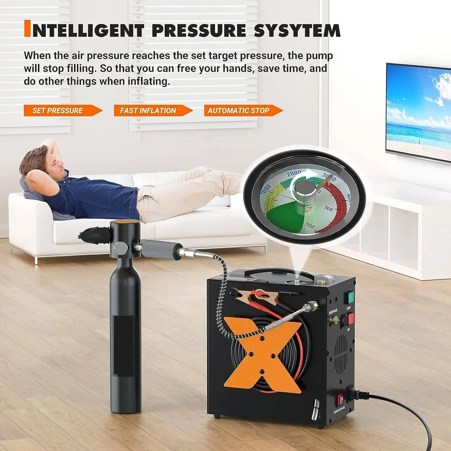 کمپرسور هوای PCP، توقف خودکار، بدون روغن، با برق 12 ولت DC خودرو یا 220 ولت - 240 ولت AC خانگی، پمپ کمپرسور تانک پینت بال/غواصی، تنظیم فشار و خاموشی خودکار کمپرسور هوای PCP، توقف خودکار، بدون روغن، با برق 12 ولت DC خودرو یا 220 ولت - 240 ولت AC خانگی، پمپ کمپرسور تانک پینت بال/غواصی، تنظیم فشار و خاموشی خودکار
