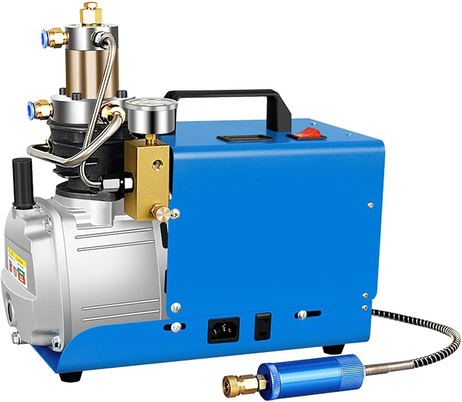 کمپرسور هوای قابل تنظیم فشار قوی، پمپ کمپرسور هوای برقی PCP با فشارسنج 4500PSI/30Mpa، توقف خودکار قابل تنظیم برای پینت بال/غواصی/تفنگ بادی/بطری مینی غواصی