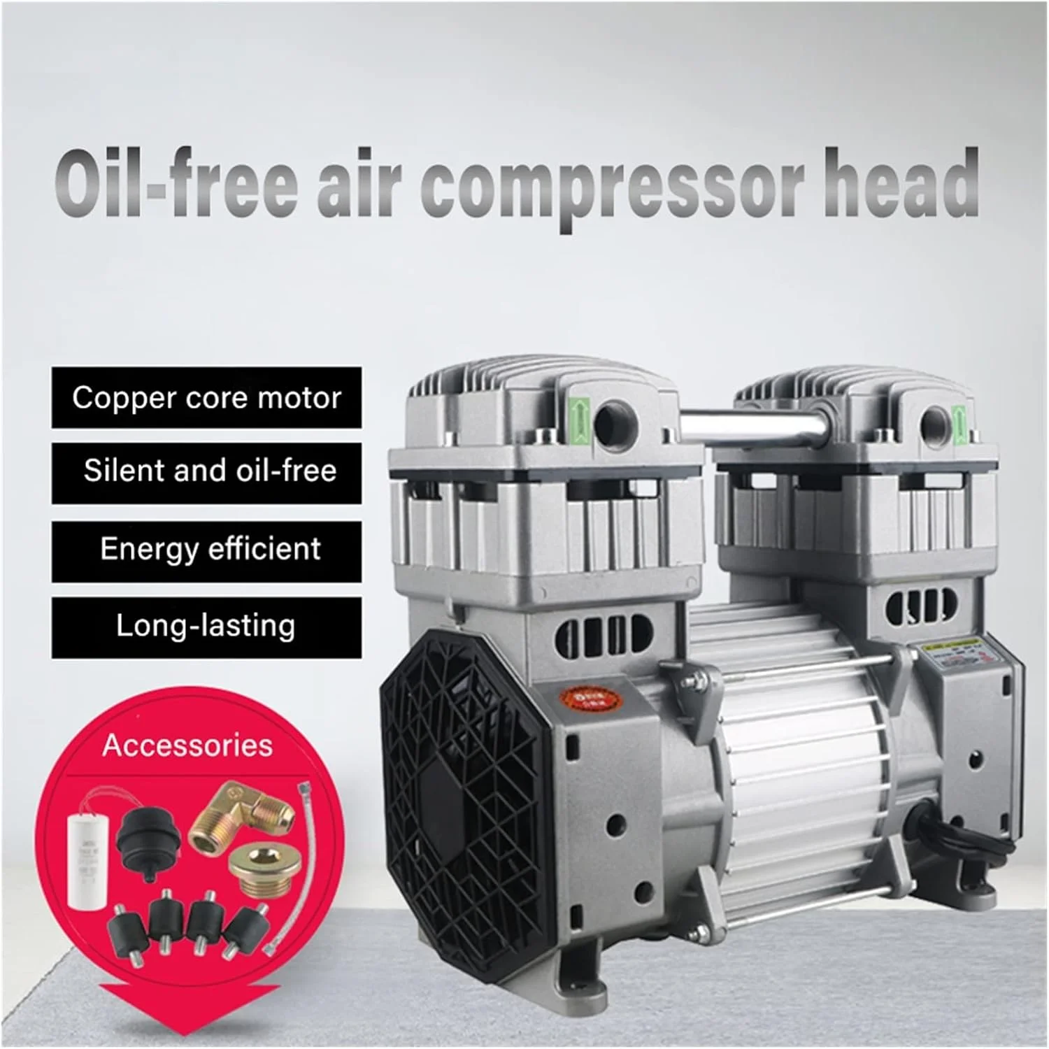 کمپرسور هوای قابل حمل Suuim با توان 1200W/1500W برای دندانپزشکی، نجاری، تعمیرات خانگی، کم صدا، بدون روغن، موتور مسی قدرتمند (رنگ: 1)