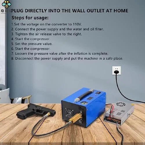 کمپرسور قابل حمل PARFCO PCP، پمپ فشار قوی 4500Psi با خاموشی خودکار، تغذیه از طریق خودرو 12 ولت DC یا خانه 110 ولت AC، پمپ برای تفنگ بادی، مخزن غواصی