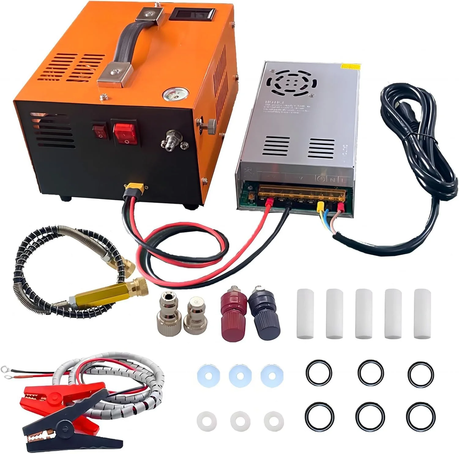 کمپرسور هوای PCP 12 ولت یا 110 ولت - 240 ولت، 4500 PSI / 300 BAR با نشانگر فشار و توقف خودکار، پمپ کمپرسور هوای برقی فشار قوی 30 مگاپاسکال برای تفنگ بادی، پینت بال و غواصی