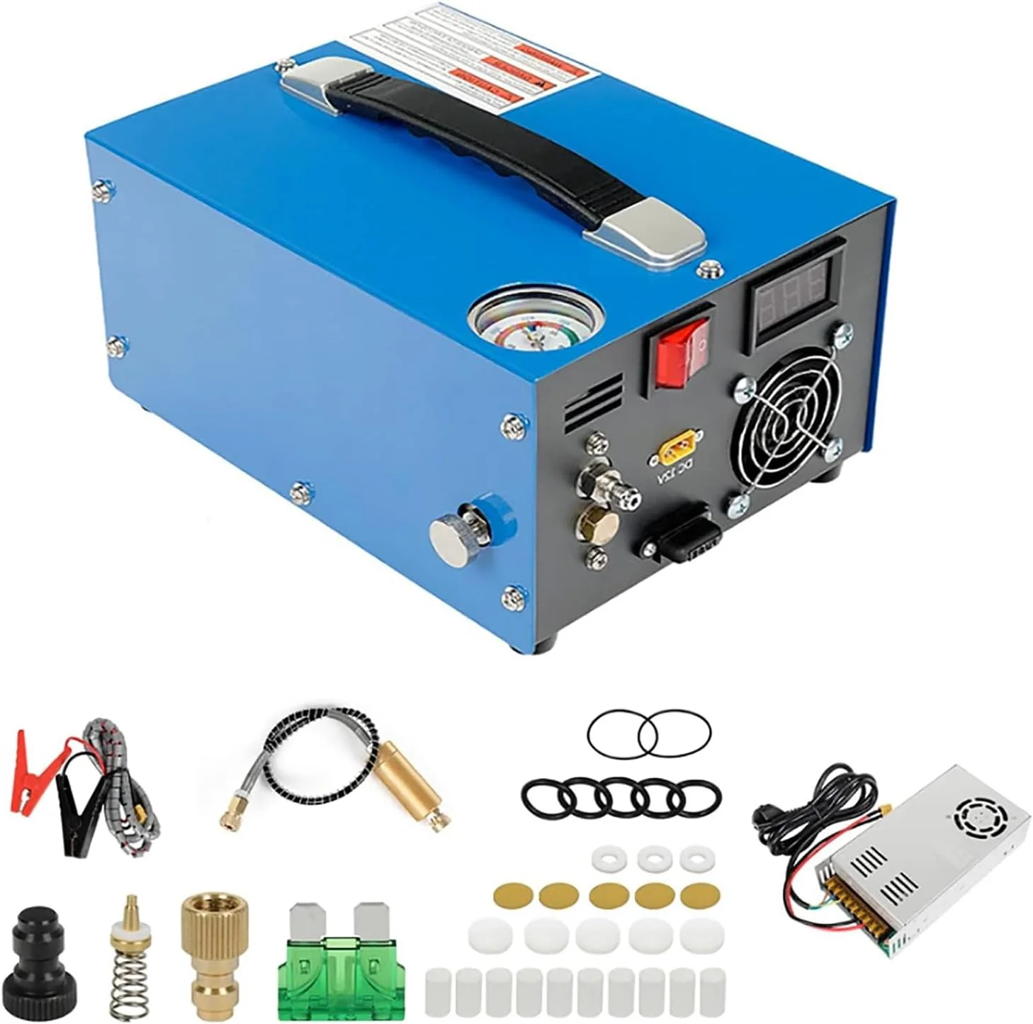 کمپرسور هوا، کمپرسور هوای قابل حمل PCP با فشار 4500 PSI به همراه مبدل برق و فیلتر رطوبت روغن، پمپ هوای سریع برای تفنگ بادی، تپانچه و مخزن پینت بال با آداپتور برق خارجی