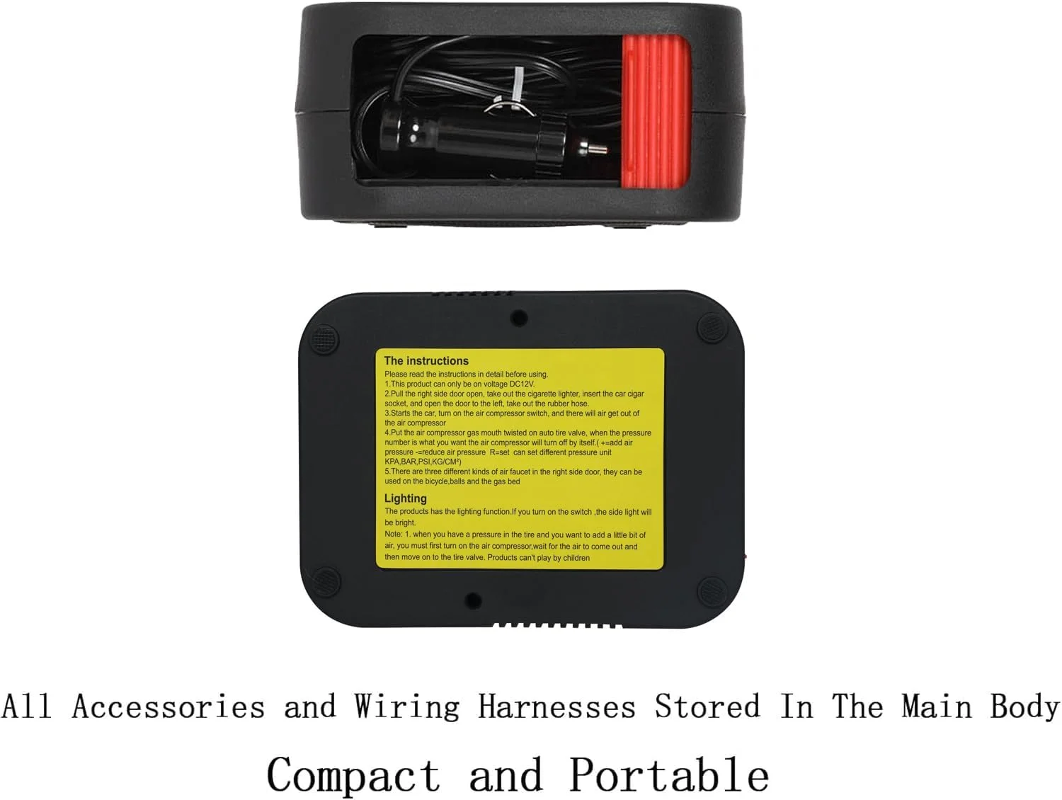 پمپ کمپرسور هوا قابل حمل JOIUYOLJ با صفحه نمایش دیجیتال و چراغ LED، تنظیم فشار از پیش تعیین شده برای خودرو، موتورسیکلت، توپ، DC 12V، باد کردن سریع