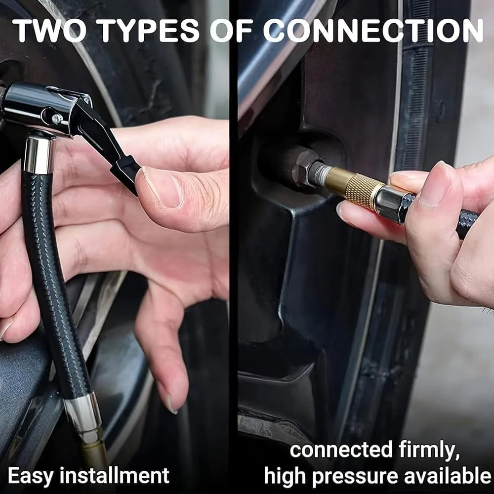 پمپ باد قابل حمل - پمپ تایر خودرو با فشارسنج دیجیتال (150 Psi 12V Dc)، نمایشگر LED، چراغ قوه اضطراری روشن