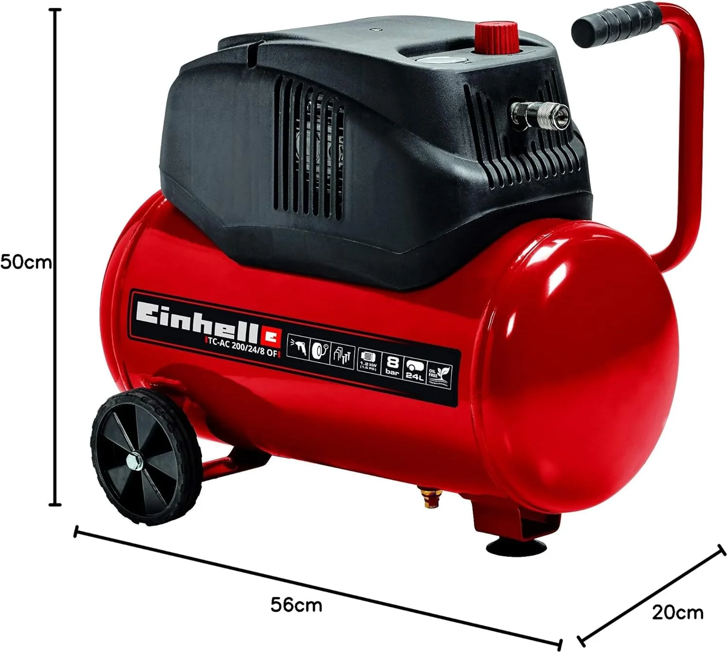 کمپرسور هوا اینهل مدل TC-AC 240/24/8 - 24 لیتر، 1200 وات، 240 ولت، 8 بار، 145 PSI، موتور بدون روغن و بدون نیاز به سرویس، کاهنده فشار، شیر اطمینان - کمپرسور هوا برای کارگاه ها کمپرسور هوا اینهل مدل TC-AC 240/24/8 - 24 لیتر، 1200 وات، 240 ولت، 8 بار، 145 PSI، موتور بدون روغن و بدون نیاز به سرویس، کاهنده فشار، شیر اطمینان - کمپرسور هوا برای کارگاه ها