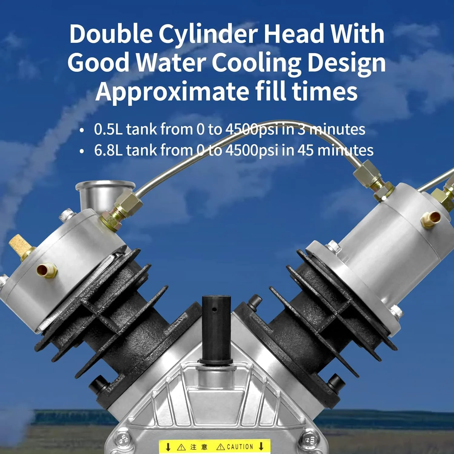 کمپرسور هوا، کمپرسور هوای غواصی، کمپرسور هوا PCP قابل حمل دو سیلندر 4500Psi، پمپ پینت بال فشار قوی برای تفنگ بادی مخزن 6.8 لیتری، تفنگ پینت بال 30Mpa