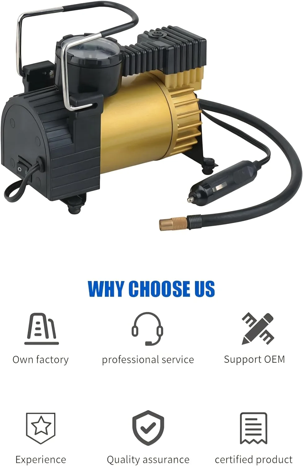 کمپرسور هوای قابل حمل، پمپ فلزی سنگین 12 ولت با فشارسنج، مناسب برای وسایل نقلیه دو چرخ کمپرسور هوای قابل حمل، پمپ فلزی سنگین 12 ولت با فشارسنج، مناسب برای وسایل نقلیه دو چرخ