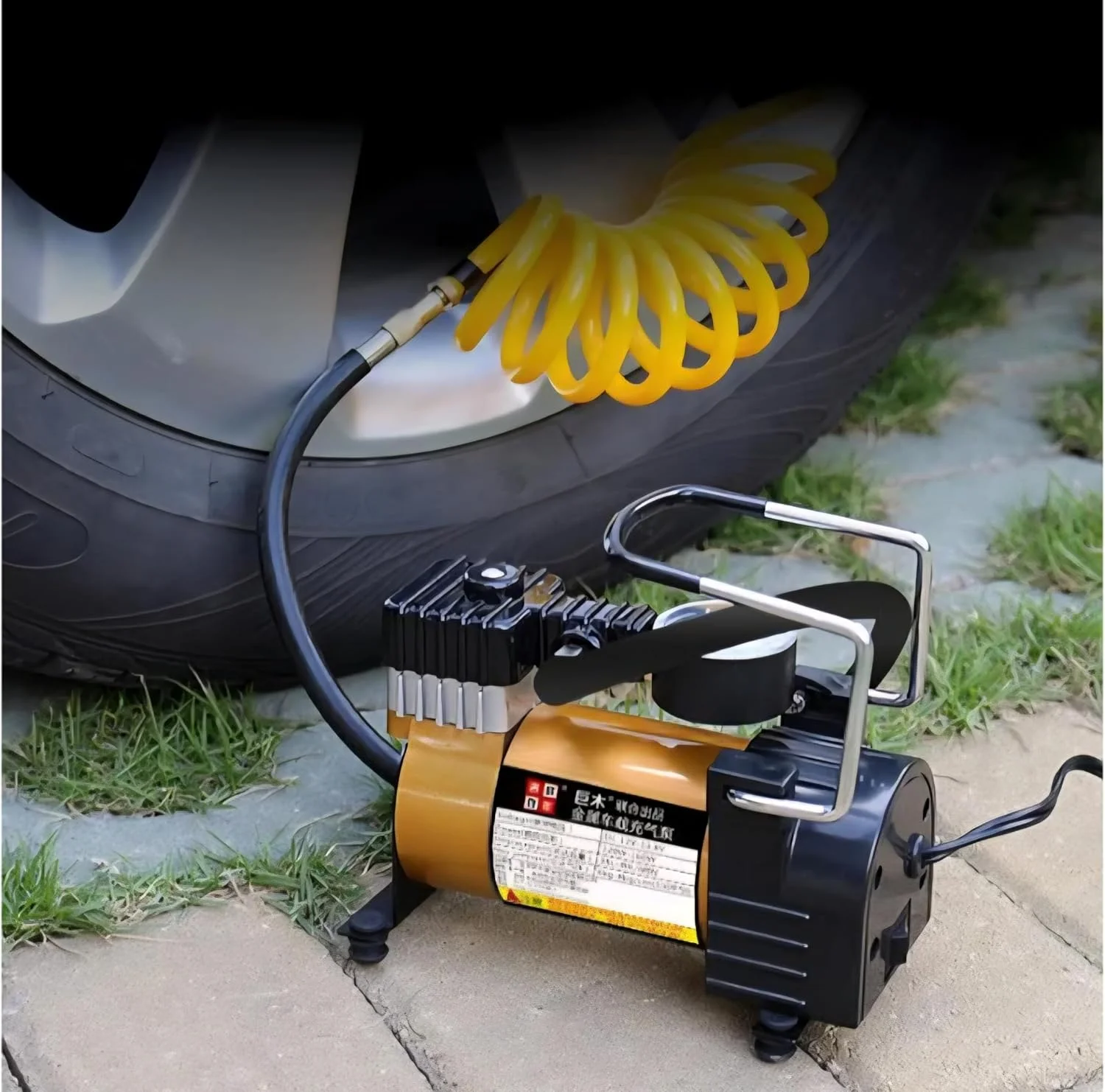 کمپرسور هوای قابل حمل، پمپ فلزی سنگین 12 ولت با فشارسنج، مناسب برای وسایل نقلیه دو چرخ کمپرسور هوای قابل حمل، پمپ فلزی سنگین 12 ولت با فشارسنج، مناسب برای وسایل نقلیه دو چرخ