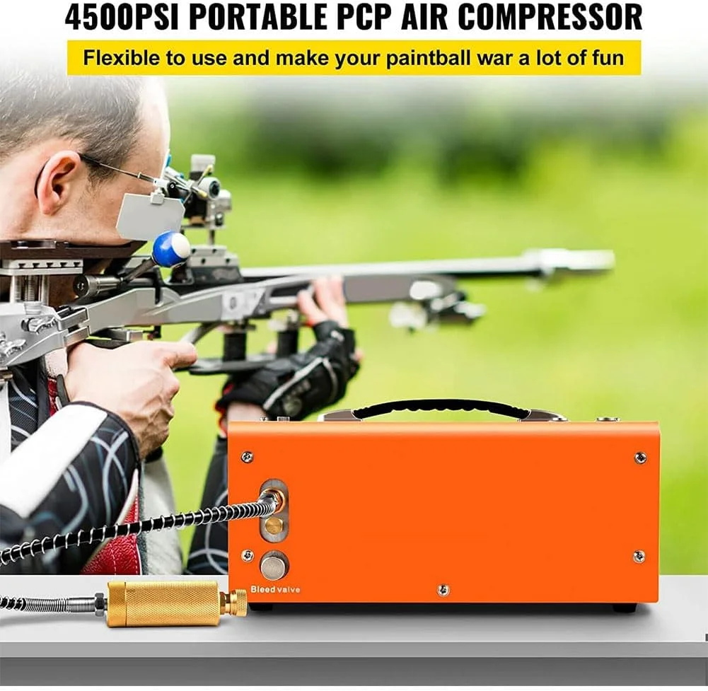 کمپرسور هوای قابل حمل QUTBAG، 4500 PSI/300 BAR/30 MPA PCP، توقف خودکار نشانگر فشار، دارای فن داخلی با قابلیت کارکرد با برق 12 ولت DC خودرو یا برق 110 ولت - 240 ولت AC منزل