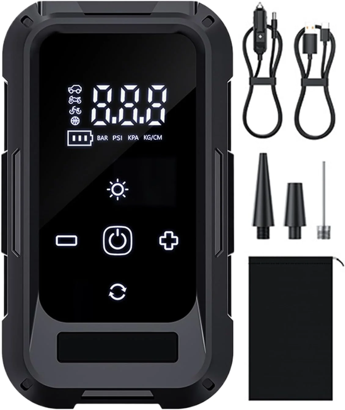 کمپرسور هوای قابل حمل | پمپ شارژی با نمایشگر دیجیتال برای کمپینگ، خودرو، سفر جاده ای، منزل، رفت و آمد روزانه، رانندگی طولانی مدت و مراقبت از موتورسیکلت