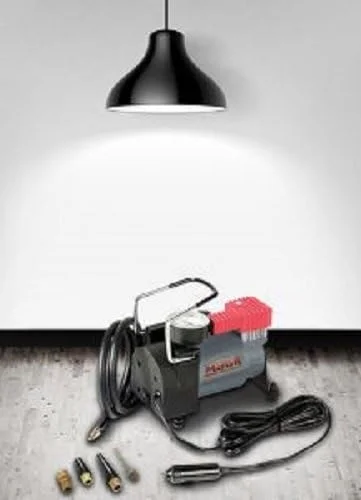 کمپرسور خودرو MAUK® 12 ولت 10 بار با فشارسنج، اتصال از طریق فندکی خودرو به همراه 4 آداپتور