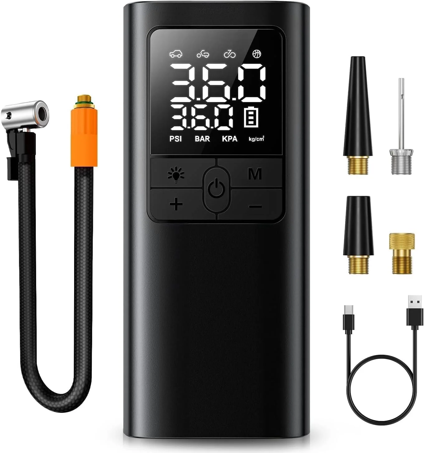 کمپرسور باد قابل حمل، پمپ باد اتوماتیک 150PSI برای لاستیک خودرو، پمپ لاستیک برقی 12 ولت DC با فشارسنج دیجیتال و چراغ قوه LED برای دوچرخه، موتور سیکلت، تجهیزات ورزشی