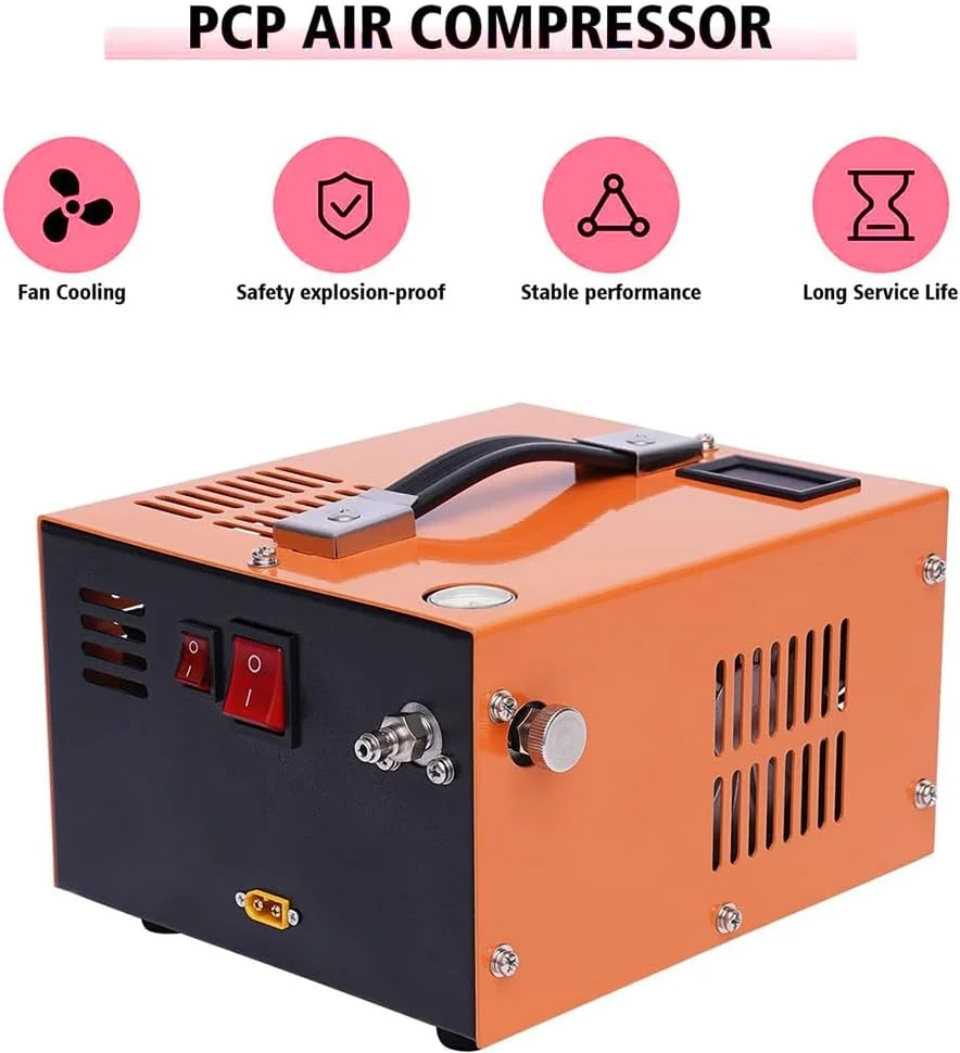 کمپرسور هوای FLEAGE، پمپ باد کننده کمپرسور هوای PCP 12 ولت 4500PSI 30Mpa، دستگاه کمپرسور هوای فشار قوی AC 110 ولت/220 ولت، فیلتر جداکننده آب و روغن داخلی، برای تفنگ بادی پینت بال/PCP