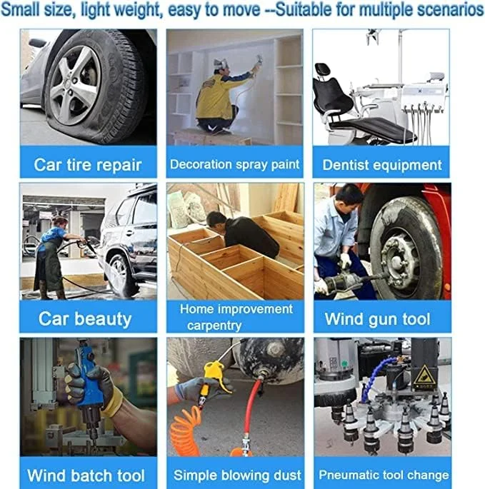 کمپرسور هوای بی صدا و بدون روغن با مخزن 50 لیتری، چرخ دار، مناسب جوشکاری، 8 بار