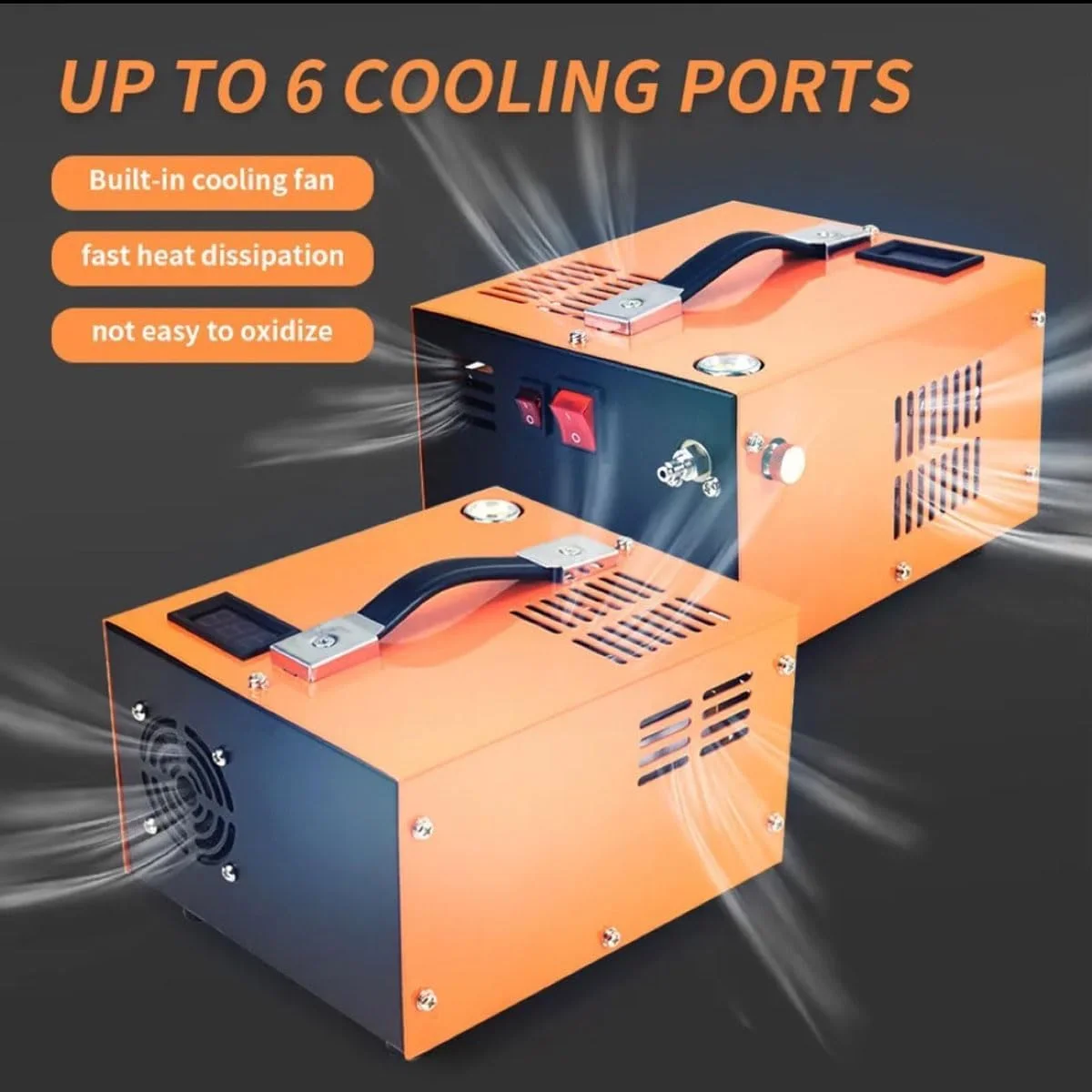 کمپرسور هوای PCP با فشار 4500Psi/30Mpa، کمپرسور تفنگ بادی قابل حمل به همراه لوازم جانبی، 12 ولت DC و 110 ولت/220 ولت AC با آداپتور برق، خنک شونده با فن، پمپ هوای خارجی 300 بار برای پینت بال و تفنگ بادی