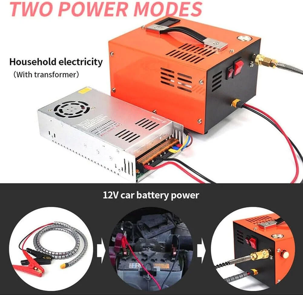 کمپرسور هوای FLEAGE، پمپ باد کننده کمپرسور هوای PCP 12 ولت 4500PSI 30Mpa، دستگاه کمپرسور هوای فشار قوی AC 110 ولت/220 ولت، فیلتر جداکننده آب و روغن داخلی، برای تفنگ بادی پینت بال/PCP