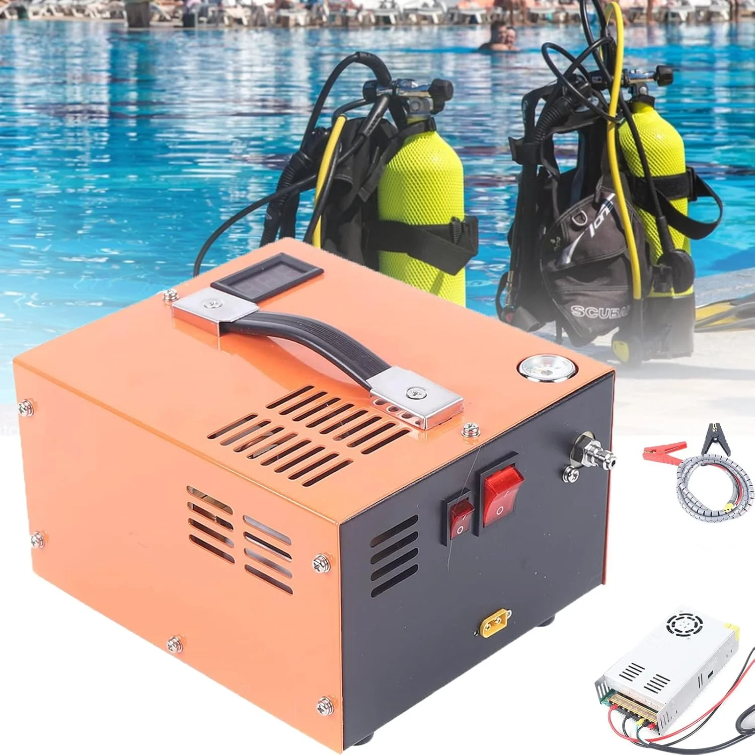 کمپرسور هوای PCP، 4500Psi 300Bar 12V پمپ فشار قوی PCP با خاموش شدن خودکار /220V/12V کمپرسور هوای قابل حمل Pcp