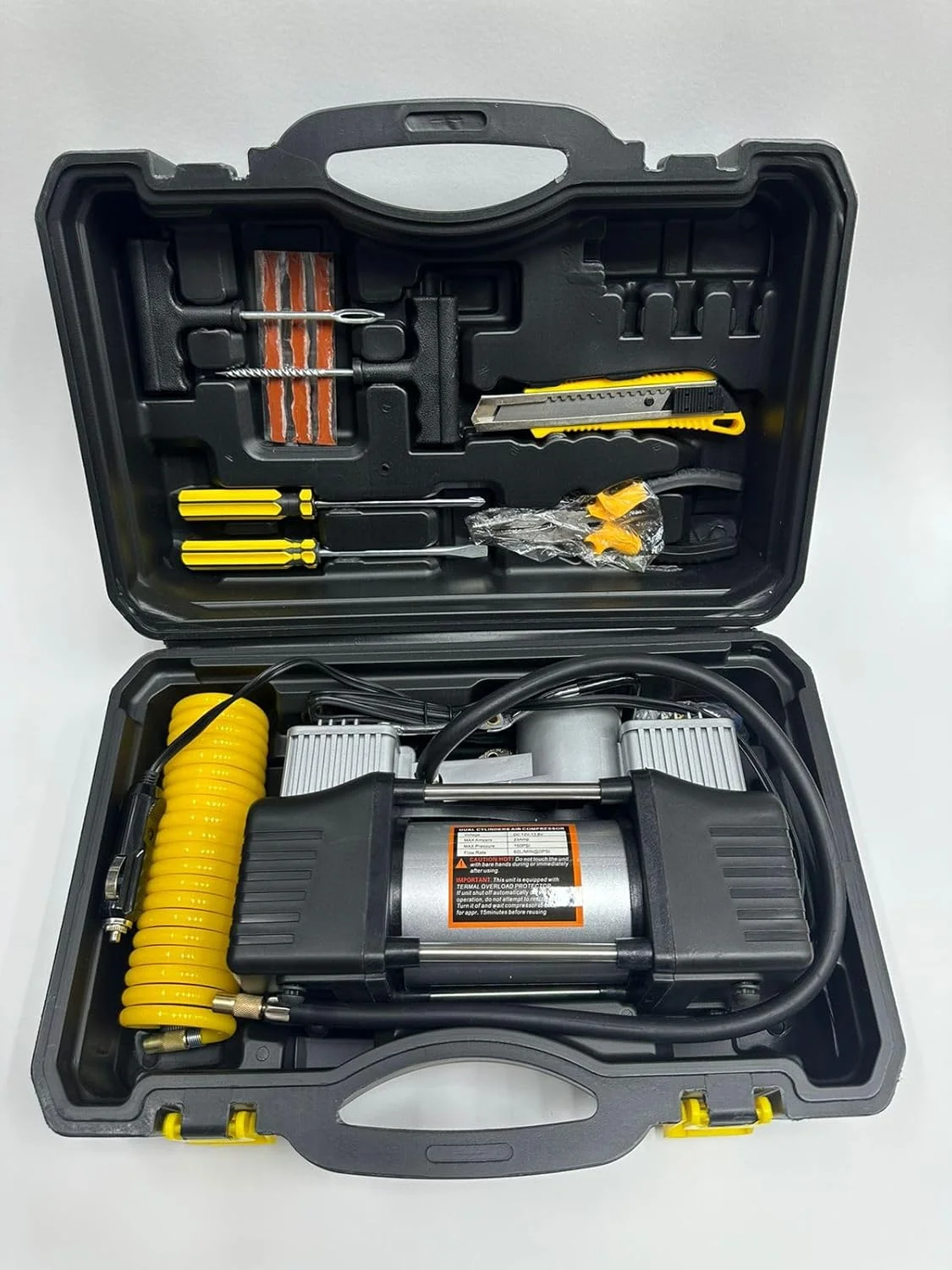 کیت کمپرسور هوای قابل حمل با لوازم جانبی، 12 ولت به سیلندر