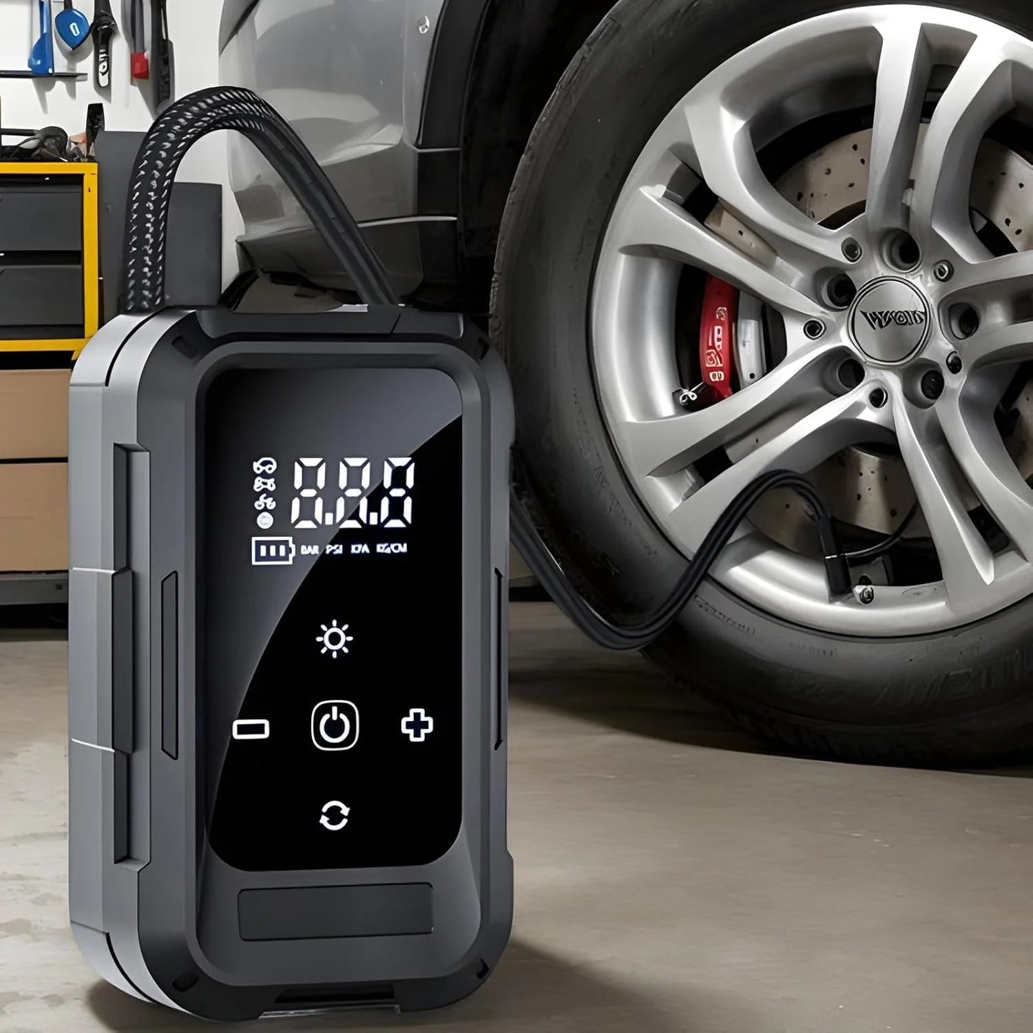 کمپرسور هوای قابل حمل، پمپ برقی بی سیم با نمایشگر دیجیتال و خاموشی خودکار برای خودرو، خانه، سفر جاده ای، گاراژ، مراقبت از موتورسیکلت، رفت و آمد روزانه و رانندگی طولانی مدت
