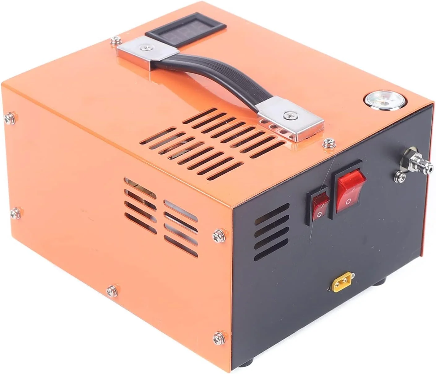 کمپرسور هوای PCP، پمپ فشار قوی قابل حمل 12 ولت 30 مگاپاسکال برای تفنگ بادی خودرو، کمپرسور هوای فشار قوی با ترانسفورماتور داخلی و سیستم خنک کننده فن 4500psi نارنجی