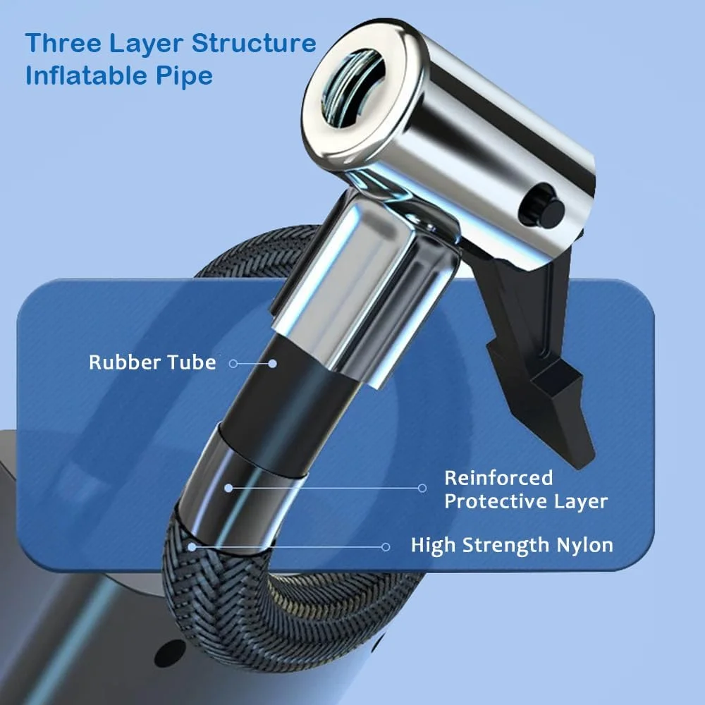 پمپ باد قابل حمل - کمپرسور هوا برای لاستیک خودرو با فشارسنج دیجیتال (120 PSI) - کمپرسور هوا برای خودرو، موتورسیکلت، پمپ باد دوچرخه برقی، لاستیک های شنا، دوچرخه و توپ