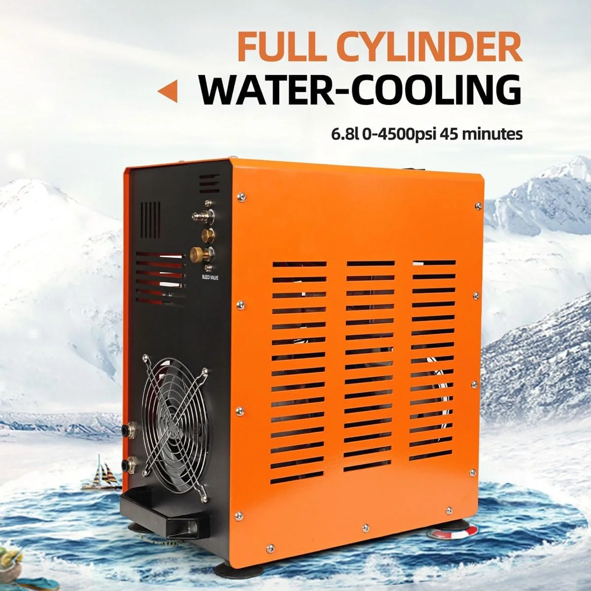 کمپرسور هوای قابل حمل PCP، 4500Psi/30Mpa، سیلندر دوقلو بی صدا، گاز فشار قوی با آداپتور برق، خنک کننده فن، پمپ هوای خارجی بدون آب/روغن برای پینت بال و تفنگ بادی