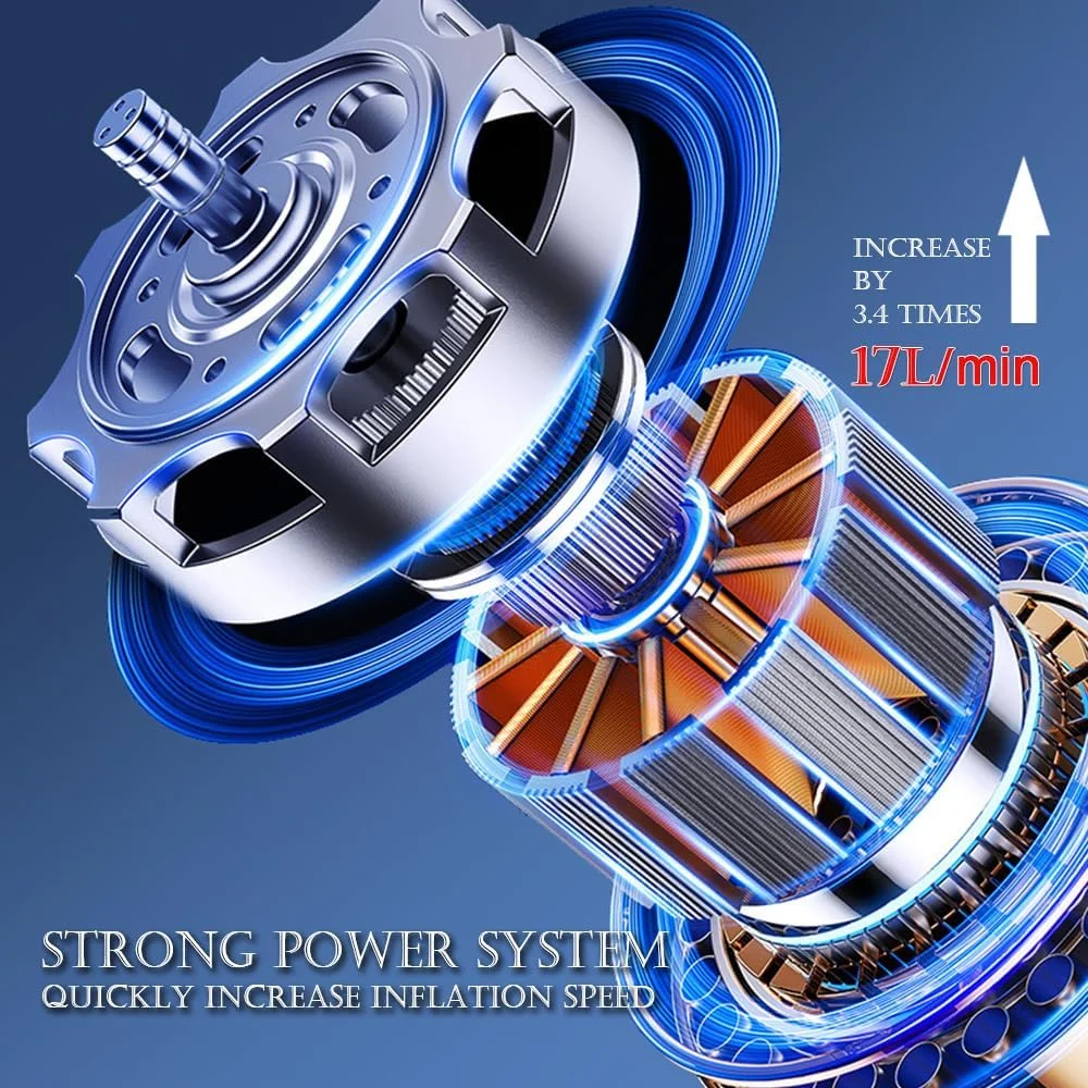 پمپ باد قابل حمل - کمپرسور هوا برای لاستیک خودرو با فشارسنج دیجیتال (120 PSI) - کمپرسور هوا برای خودرو، موتورسیکلت، پمپ باد دوچرخه برقی، لاستیک های شنا، دوچرخه و توپ