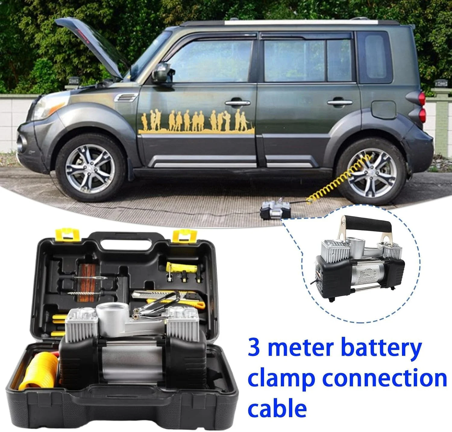 جعبه ابزار کمپرسور هوا، لوازم ابزار تعمیر خودرو - پمپ باد چند منظوره قابل حمل 12 ولت برای کمپینگ، خودرو، کامیون، مسافرت، دوچرخه، موارد اضطراری و منزل جعبه ابزار کمپرسور هوا، لوازم ابزار تعمیر خودرو - پمپ باد چند منظوره قابل حمل 12 ولت برای کمپینگ، خودرو، کامیون، مسافرت، دوچرخه، موارد اضطراری و منزل