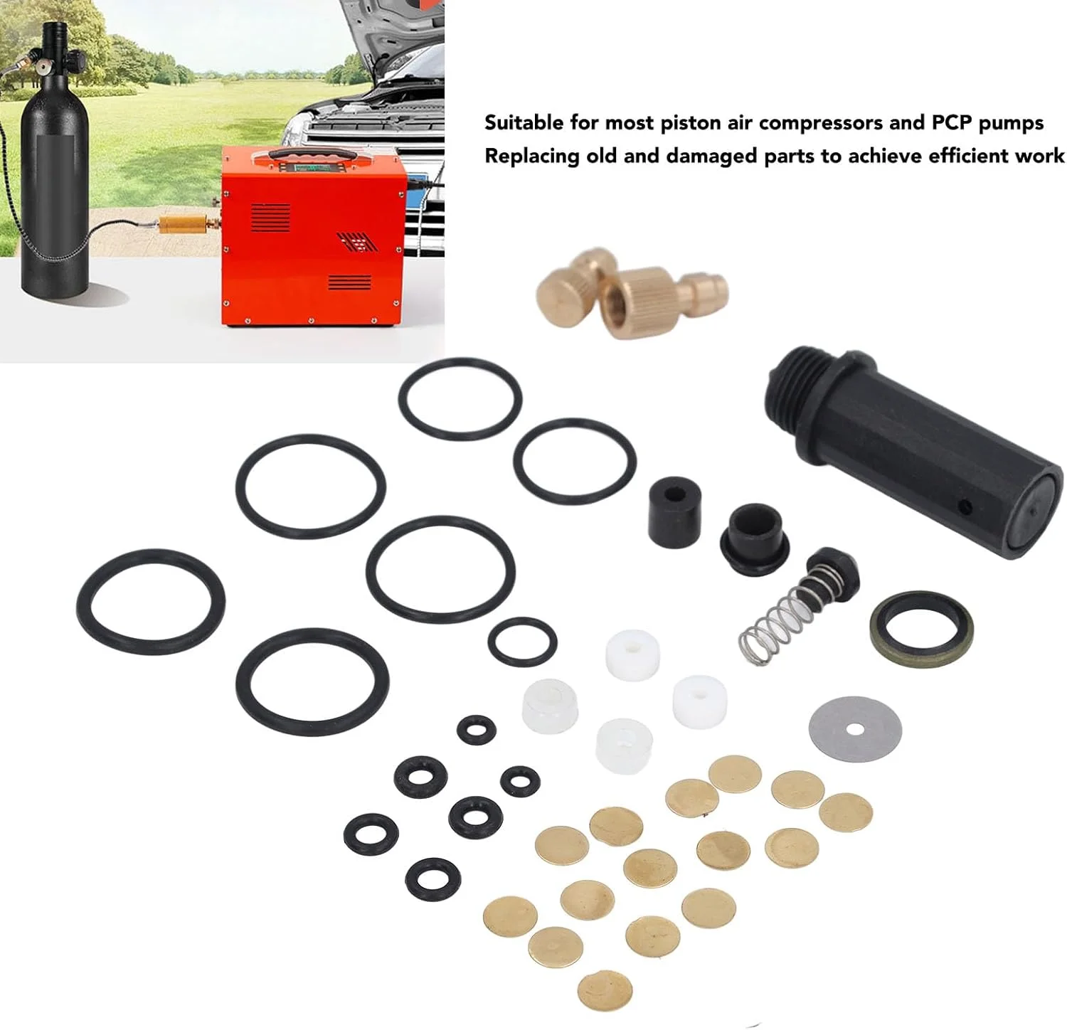 کیت قطعات کمپرسور هوای PCP، مجموعه لوازم جانبی جایگزین کمپرسور هوای پیستونی با نصب آسان، سازگاری گسترده، جنس مرغوب برای
