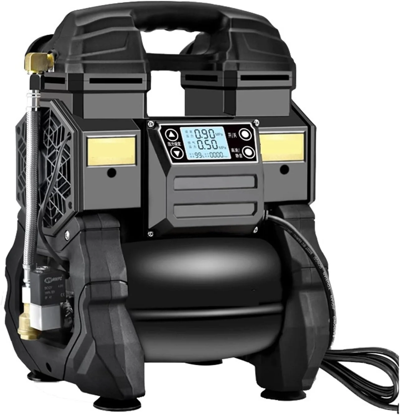 کمپرسور هوای فرکانس متغیر DESONIX، کمپرسور هوای کوچک قابل حمل بدون روغن، بی صدا، مناسب برای نجاری، نقاشی و کمپرسور هوای فشار قوی (رنگ: Dc1081-1200w با LCD، سایز: نوع)